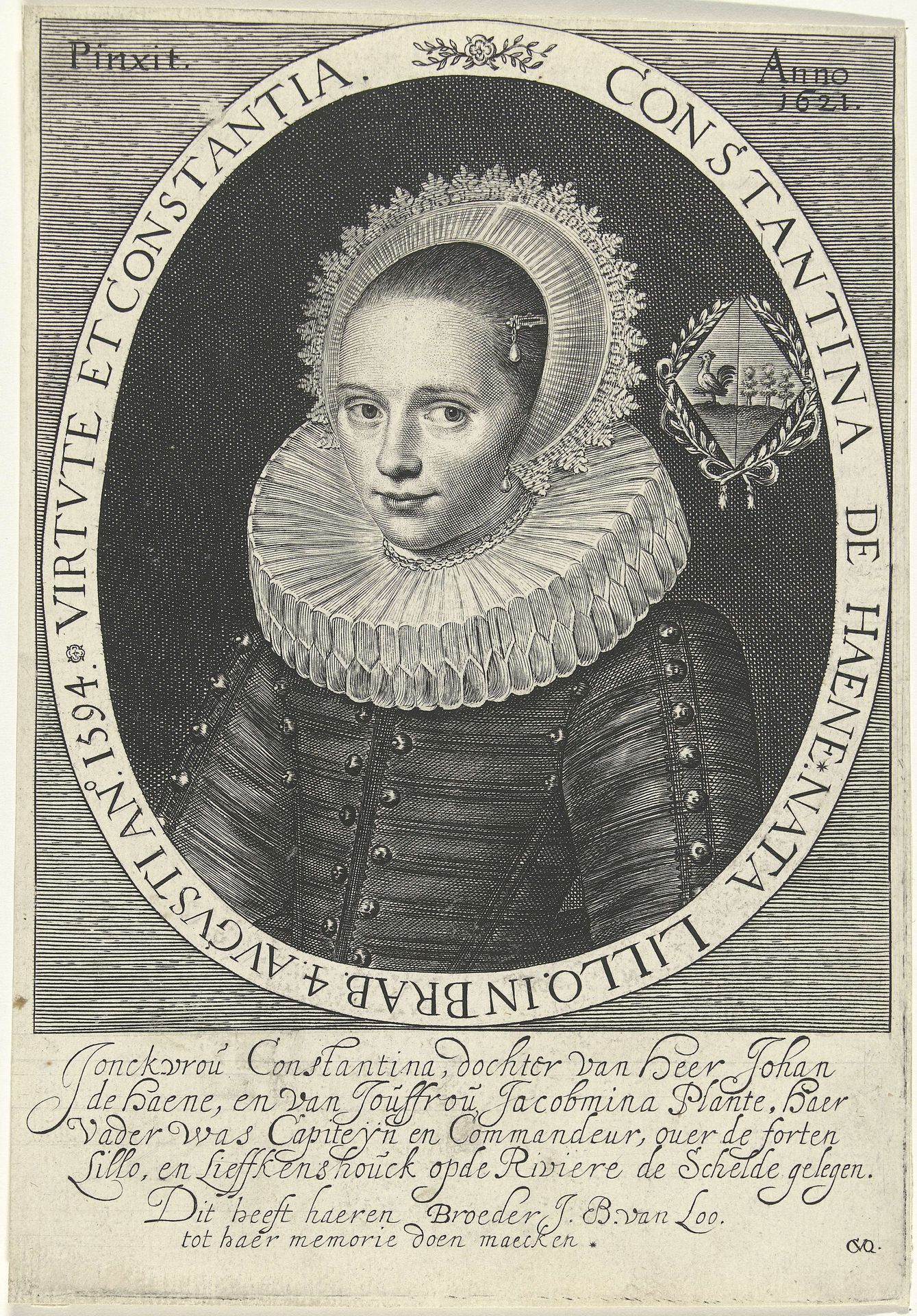 Portret van Constantina de Haene by Crispijn van den Queborn
