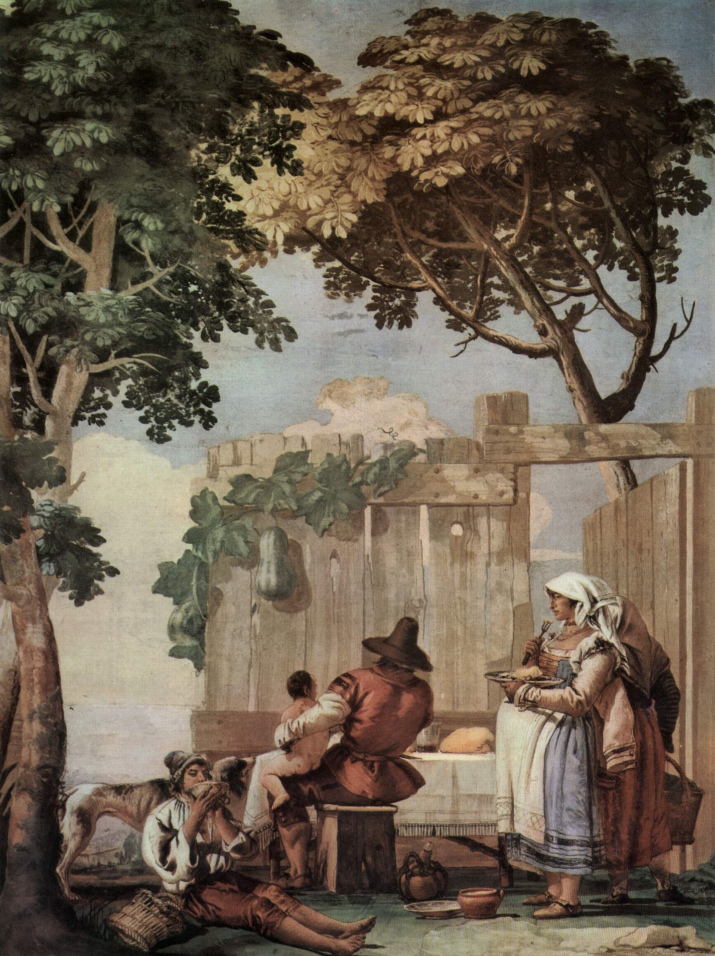 Peasant Family at Table, from the Room of Rustic Scenes, in the Foresteria (Guesthouse) by Giovanni Domenico Tiepolo