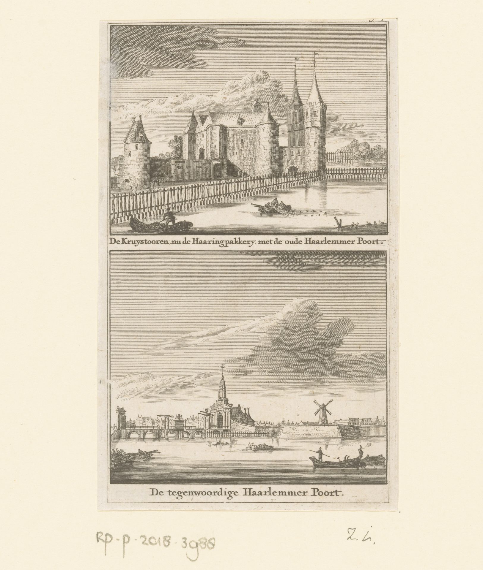 Gezichten op de Derde en Vierde Haarlemmerpoort in Amsterdam by Anonymous