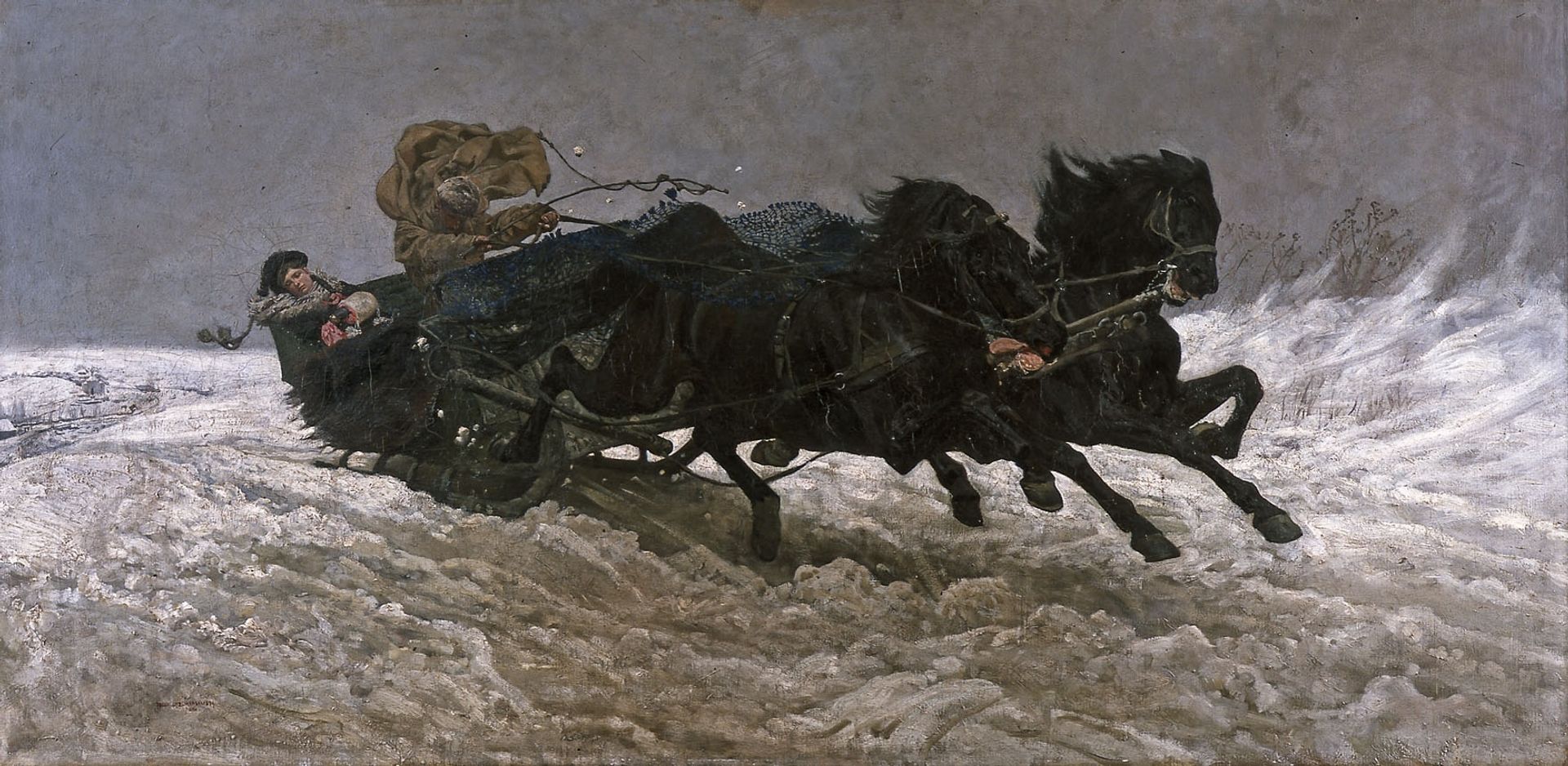 Return from a Ball (Sleigh Ride) by Józef Chełmoński