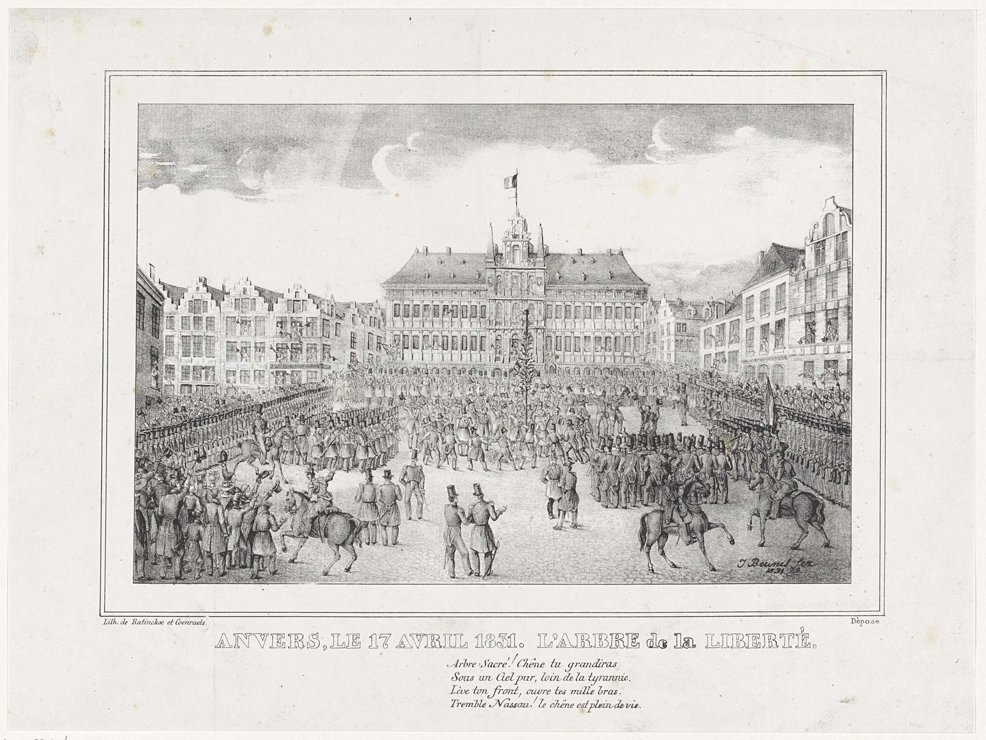 Vrijheidsboom te Antwerpen, 1831 by Johannes Beunis