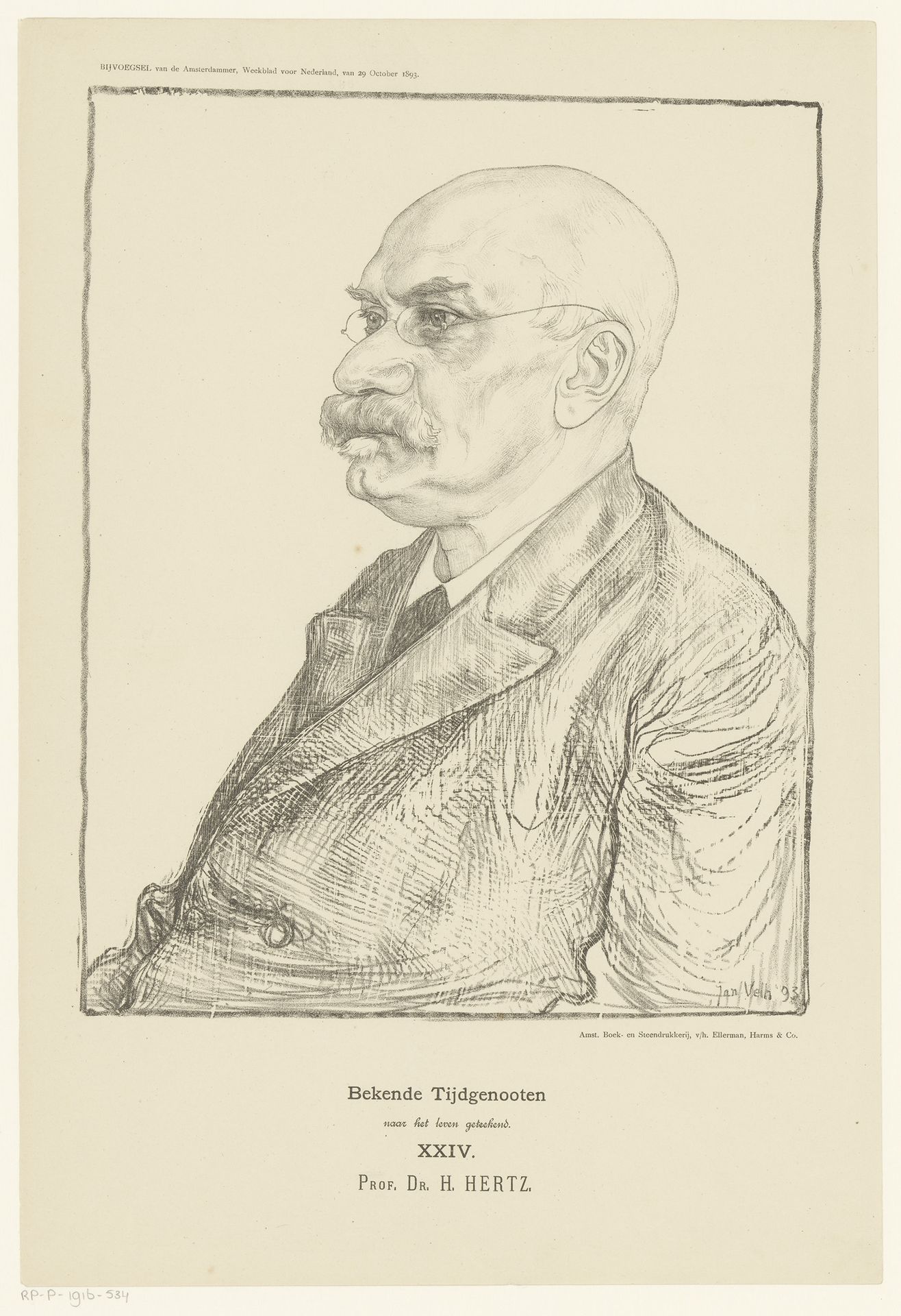 Portret van Heinrich Daniel Johann Joachim Hertz by Jan Veth