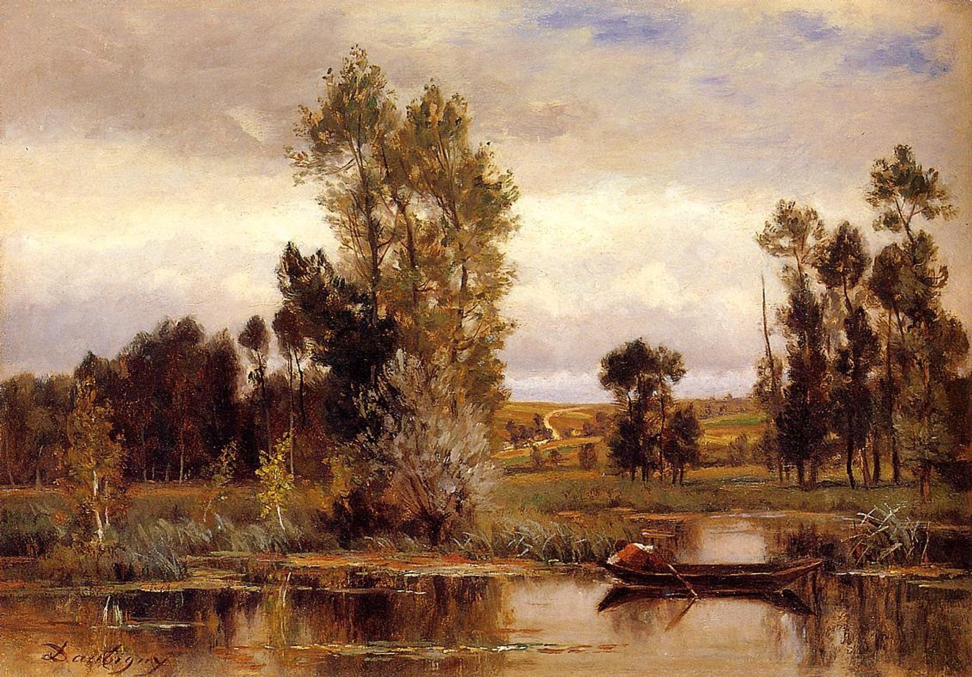 Boat on a Pond by Charles François Daubigny