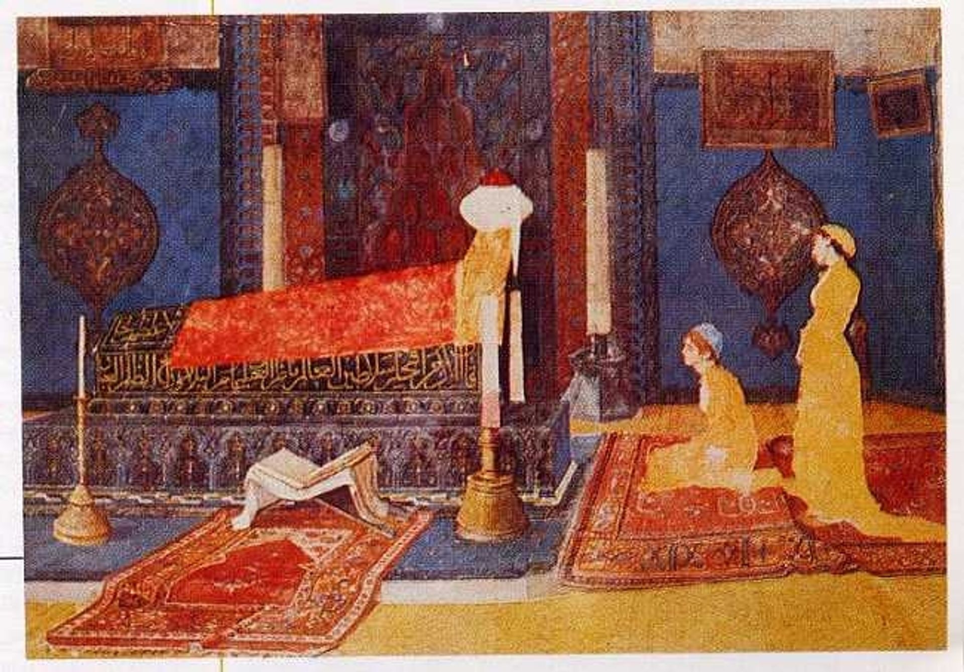Two Young Girls Visiting a Shrine by Osman Hamdi
