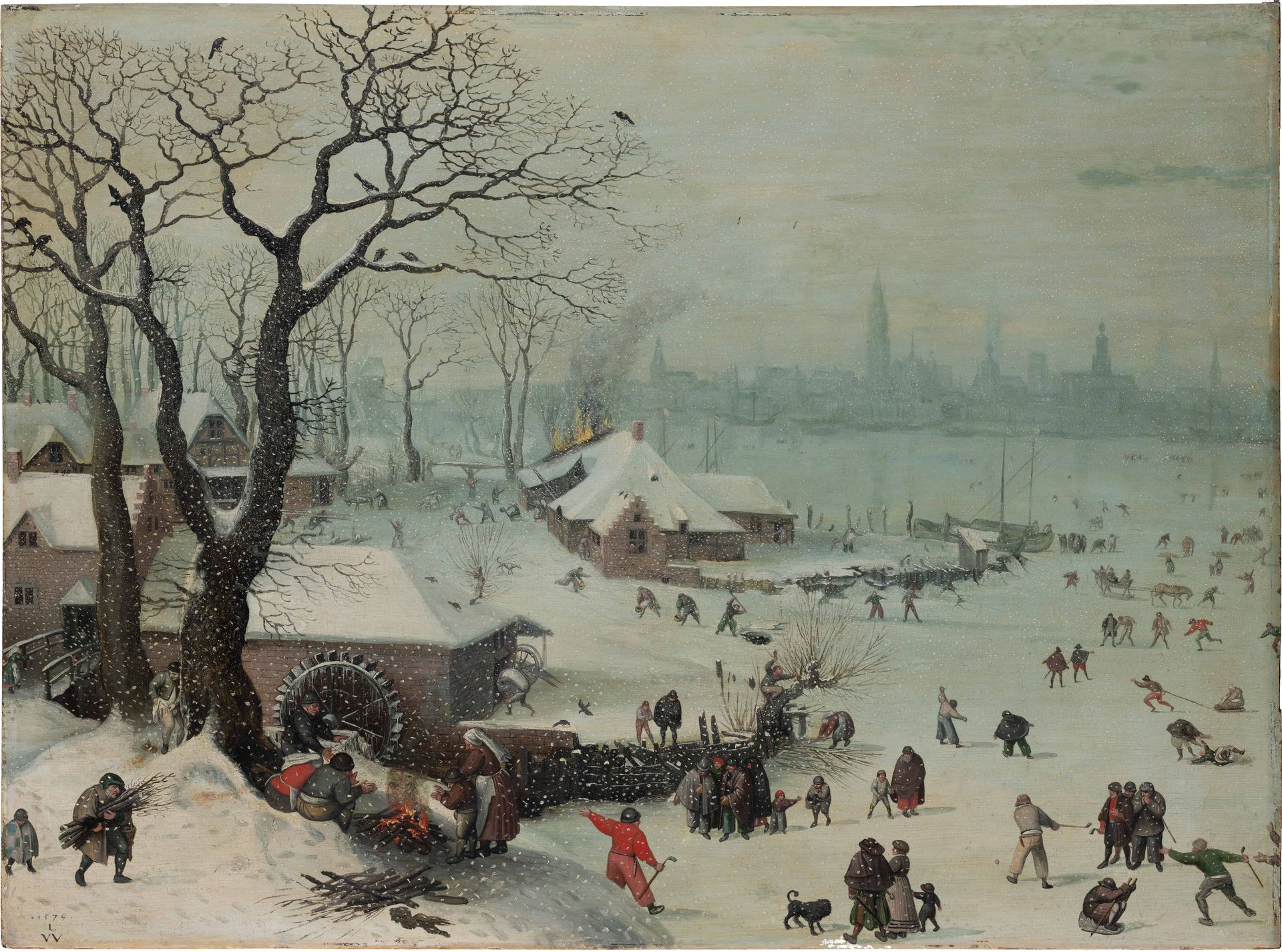 Winter Landscape with Snowfall near Antwerp by Lucas van Valckenborch