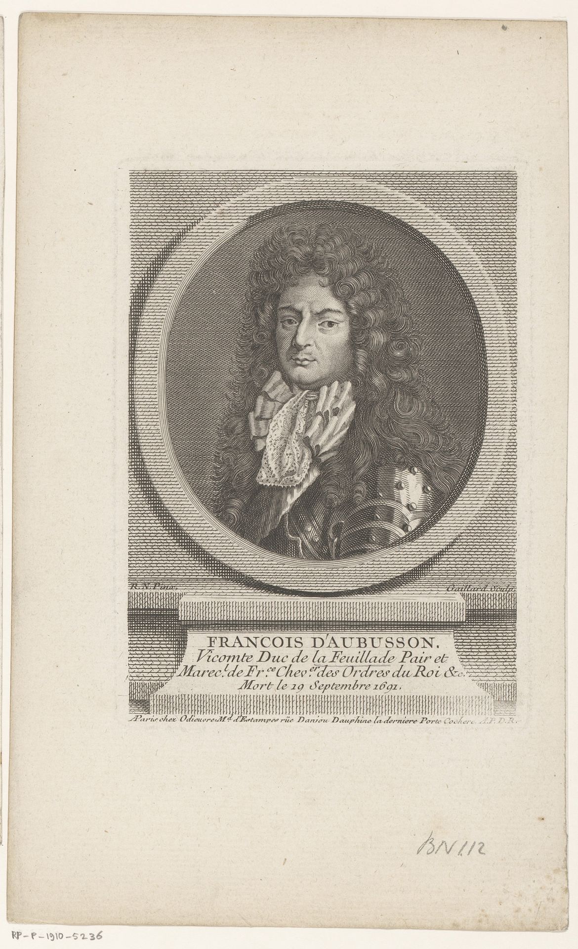 Portret van François d'Aubusson de La Feuillade by René Gaillard