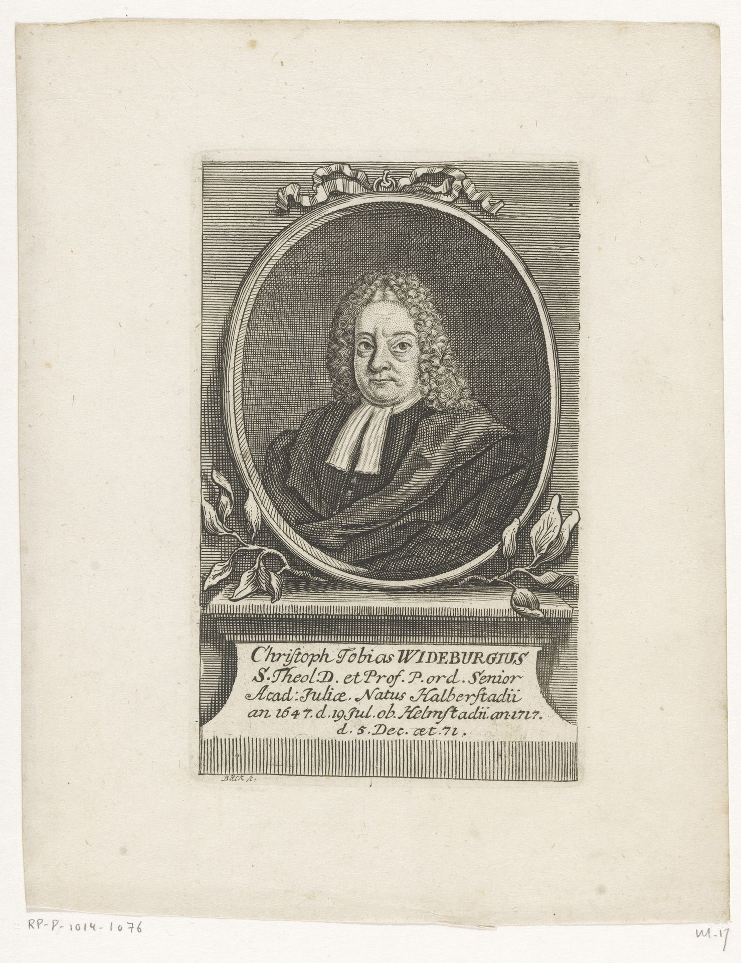 Portret van Christoph Tobias Wiedeburg by Johann Georg Beck