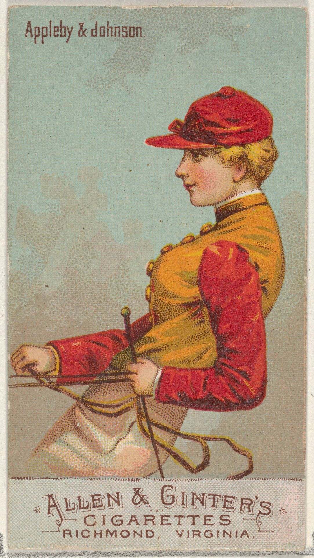 Appleby & Johnson, from the Racing Colors of the World series (N22b) for Allen & Ginter Cigarettes by Allen & Ginter