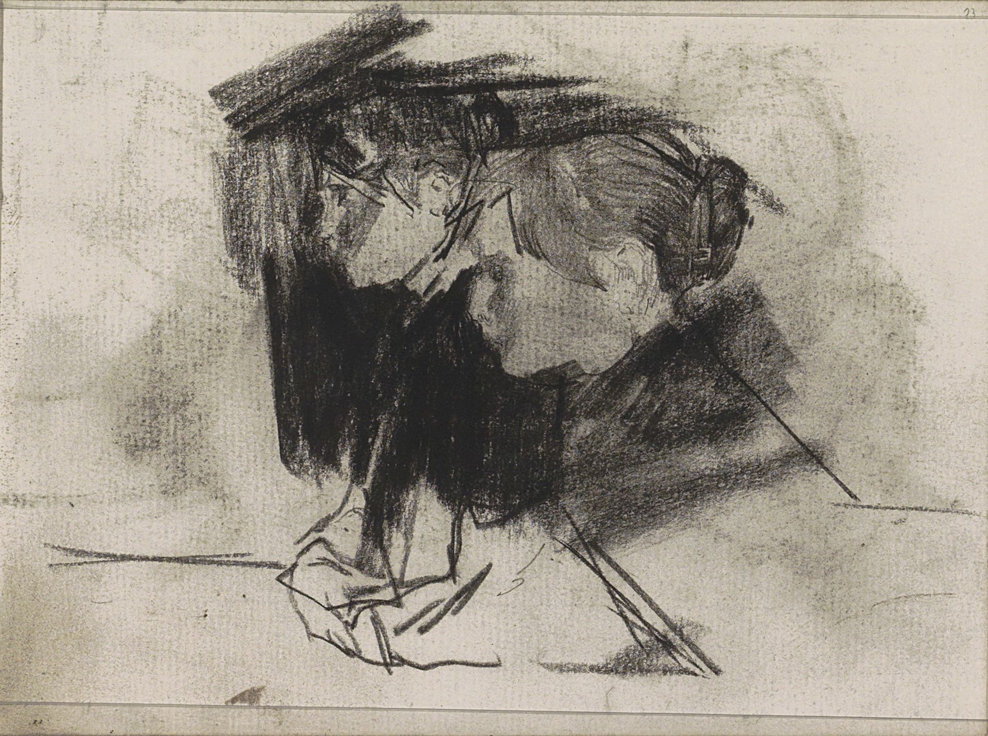 Twee gearmde vrouwen, in profiel by Isaac Israels