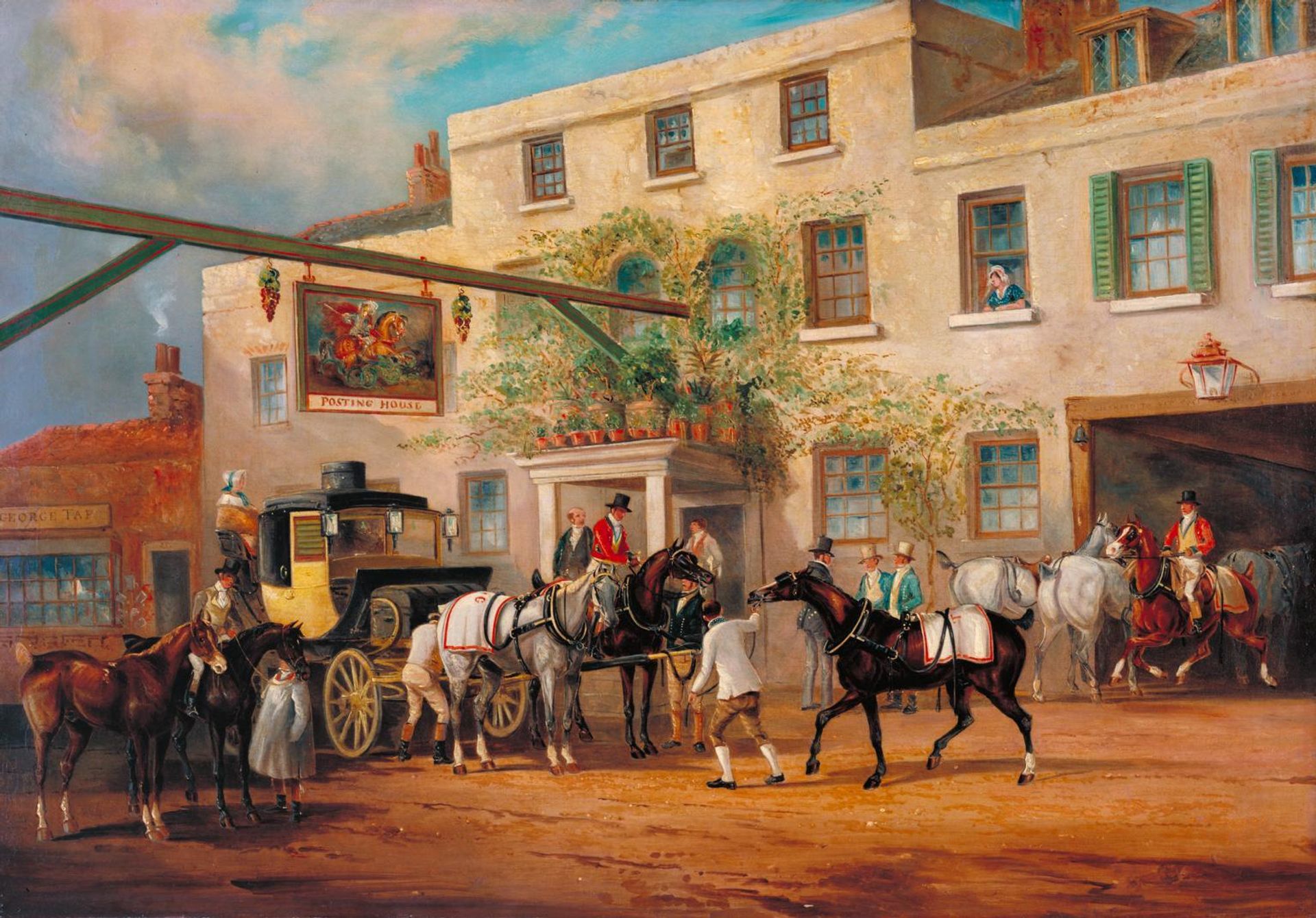 Changing Horses to a Post-Chaise outside the ‘George’ Posting-house by  Charles Cooper Henderson
