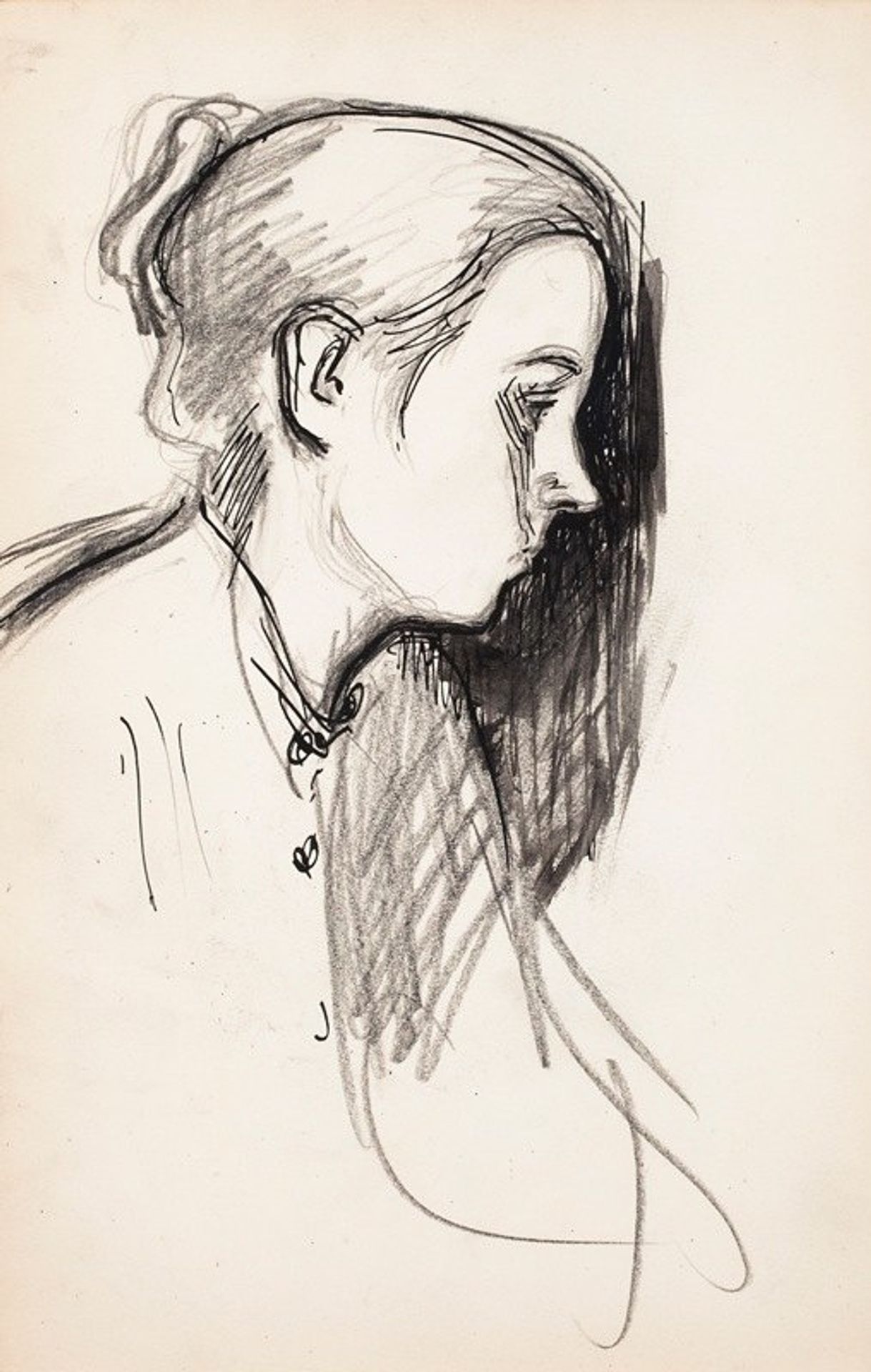 Naisen sivukuva, luonnos by Magnus Enckell