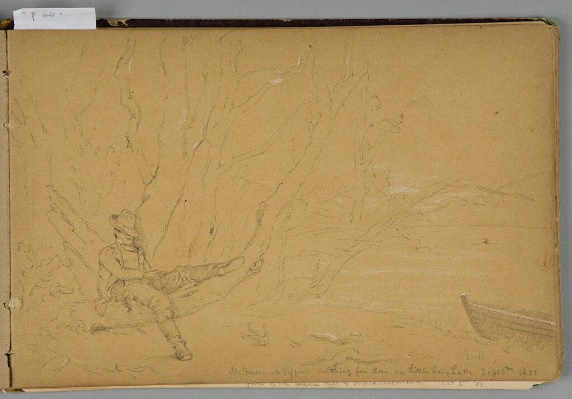 Frederick Gifford on Tree Branch; verso: Two Landscapes and Partial Landscape by Sanford Robinson Gifford