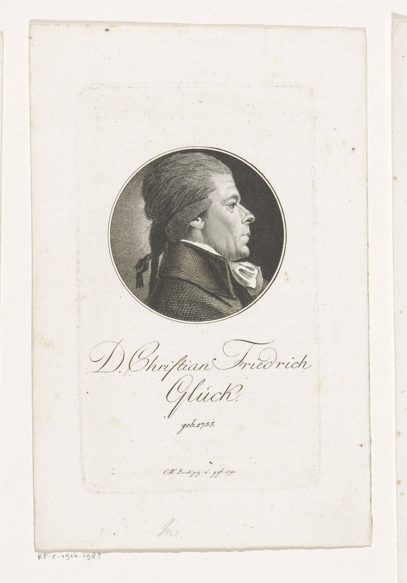 Portret van Christian Friedrich Glück by Christoph-Wilhelm Bock
