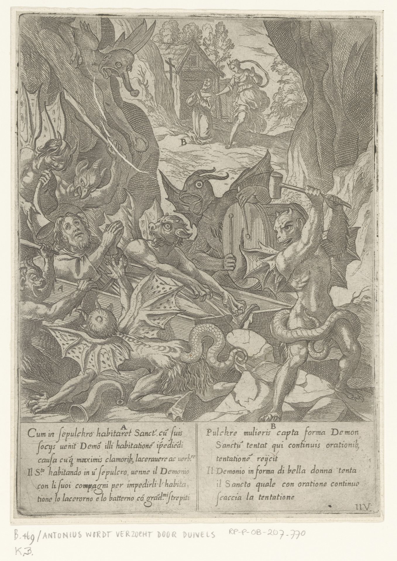 H. Antonius wordt verleid door de demonen by Antonio Tempesta