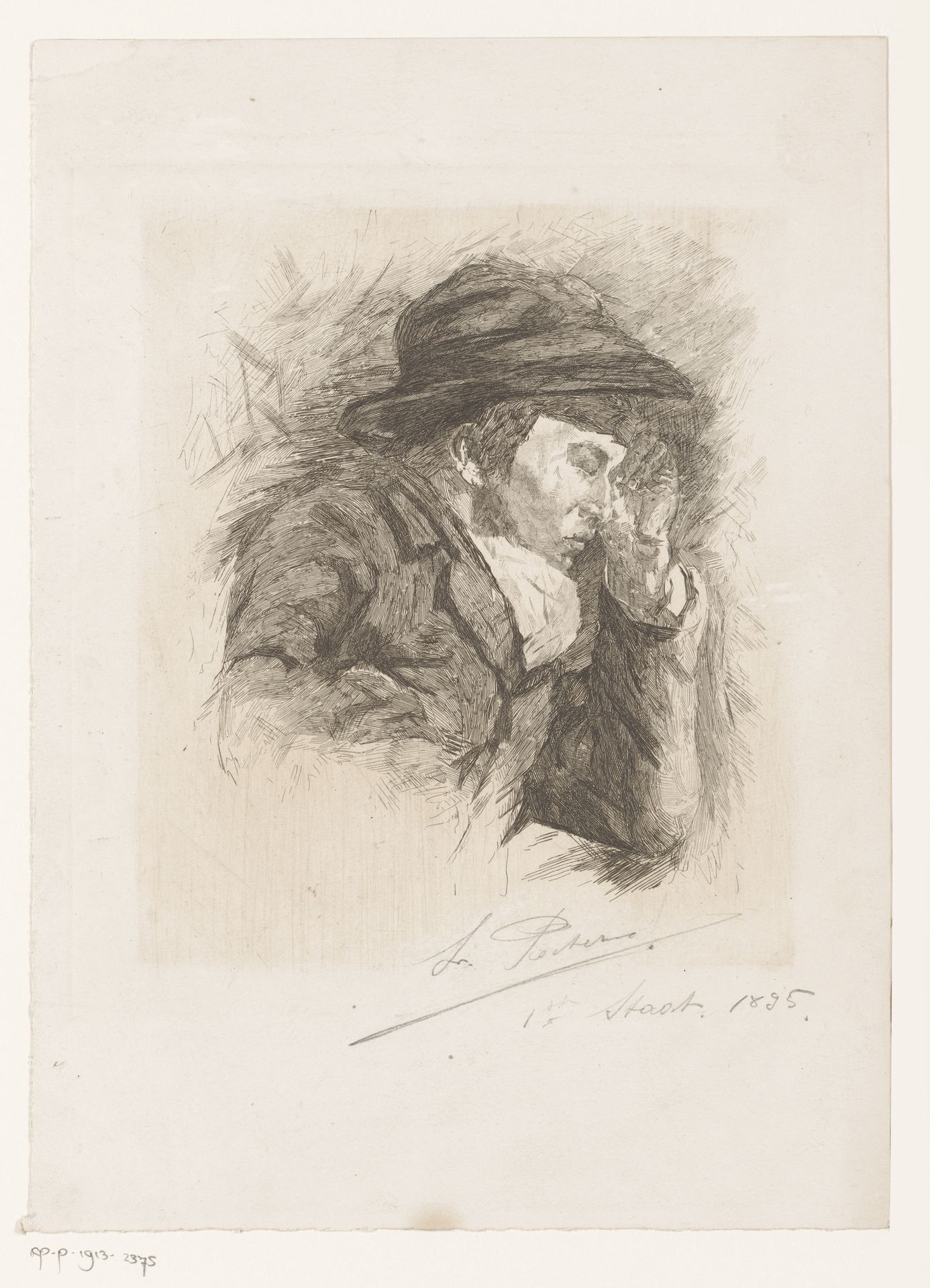 Man wrijft zich in het oog by Louis (I) Peeters