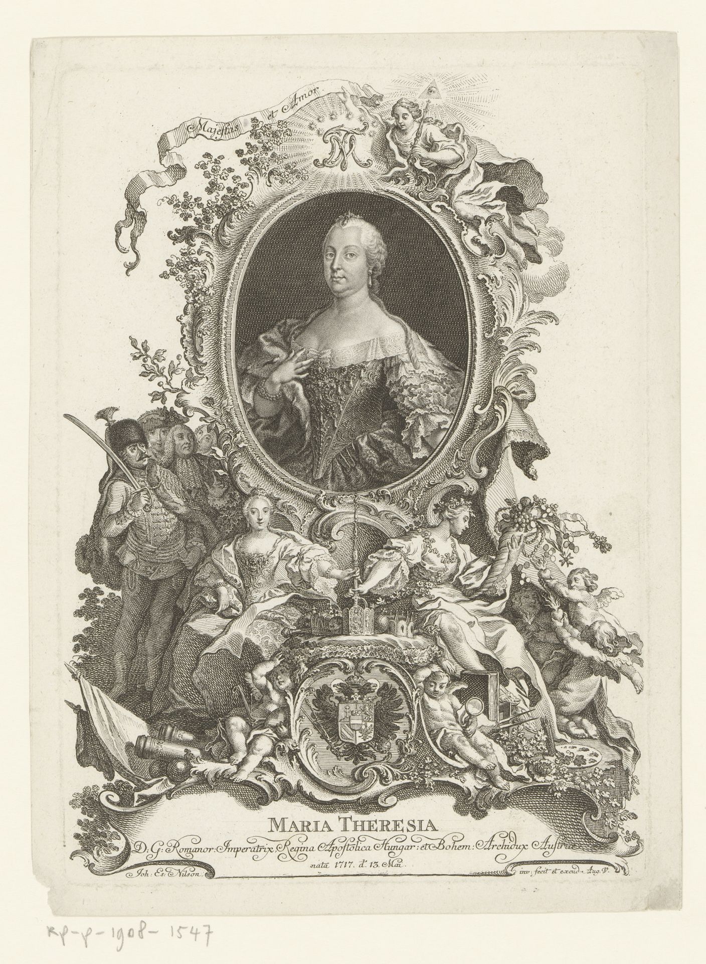 Portret van Maria Theresia, Rooms-Duits keizerin by Johann Esaias Nilson