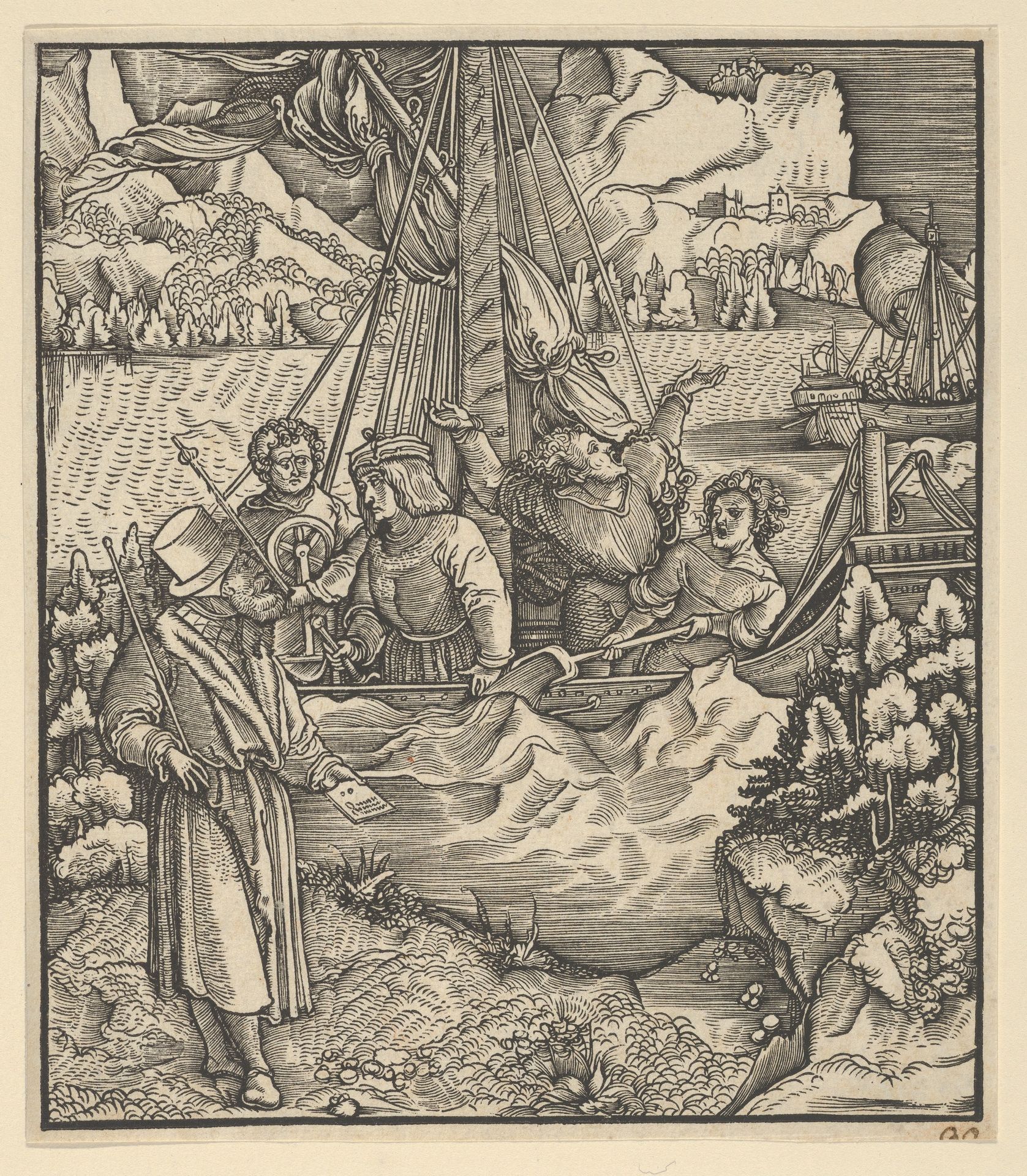 Unfalo Endangering Theuerdanck's Ship, from Theuerdanck by Hans Schäufelein