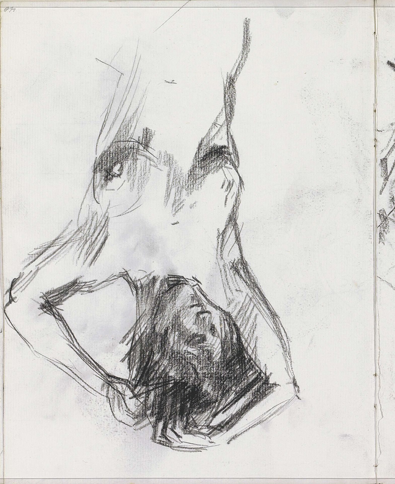 Vrouwelijk naakt met haar handen in haar haar by Isaac Israels