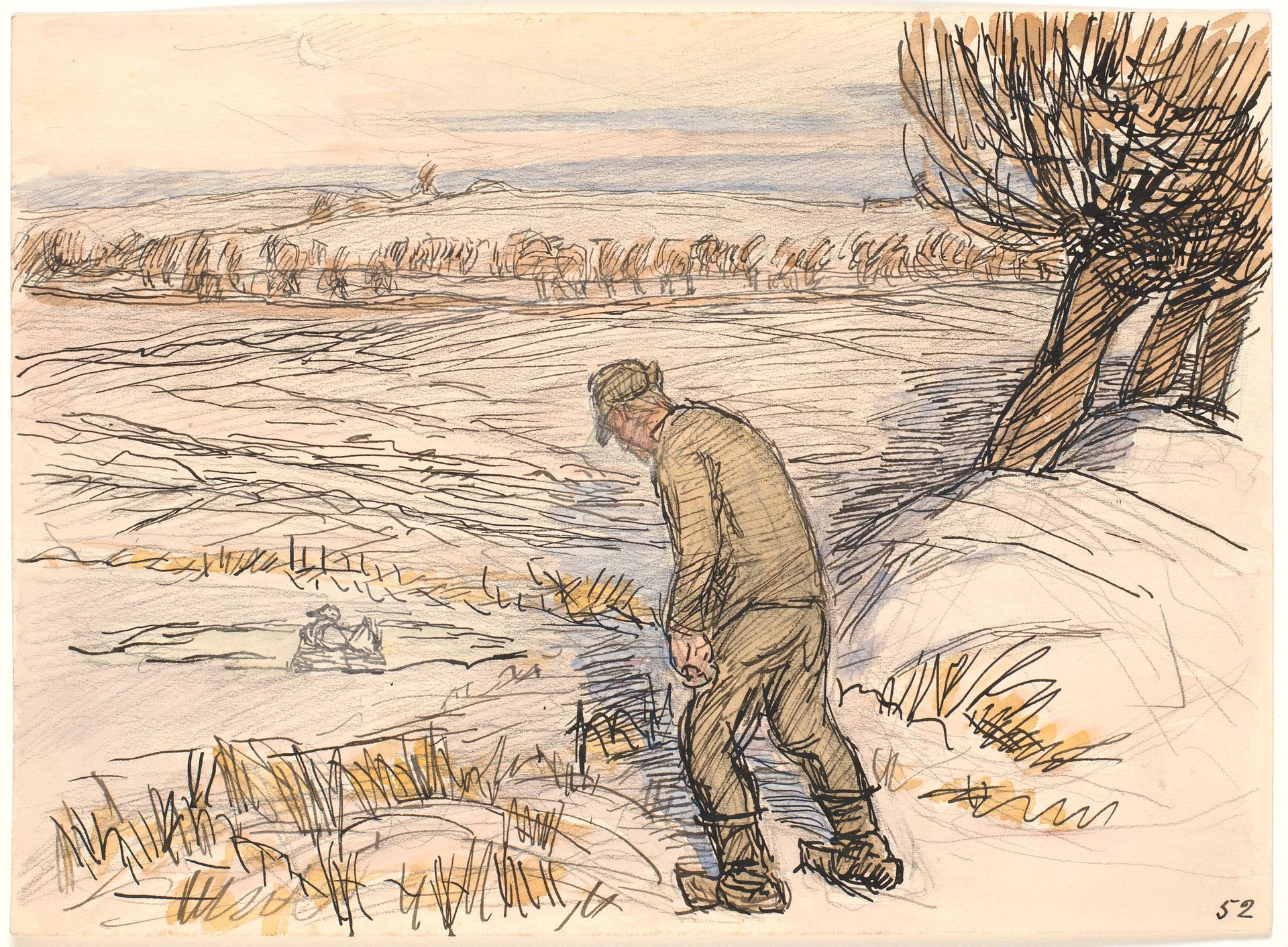 Bonden ved den frosne sø by Fritz Syberg
