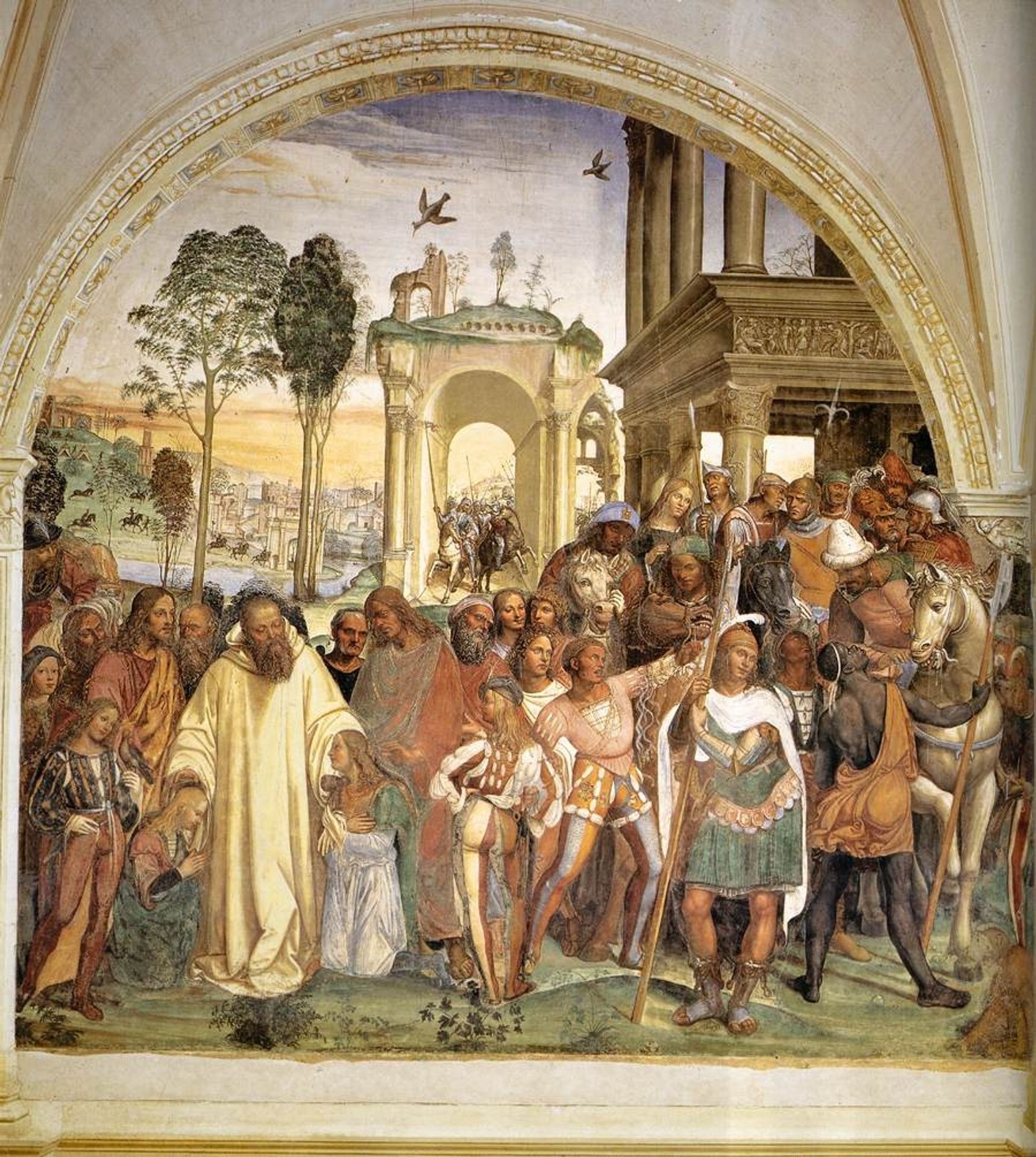 Life of St Benedict, Scene 12. Benedict Receives Maurus and Placidus by Il Sodoma