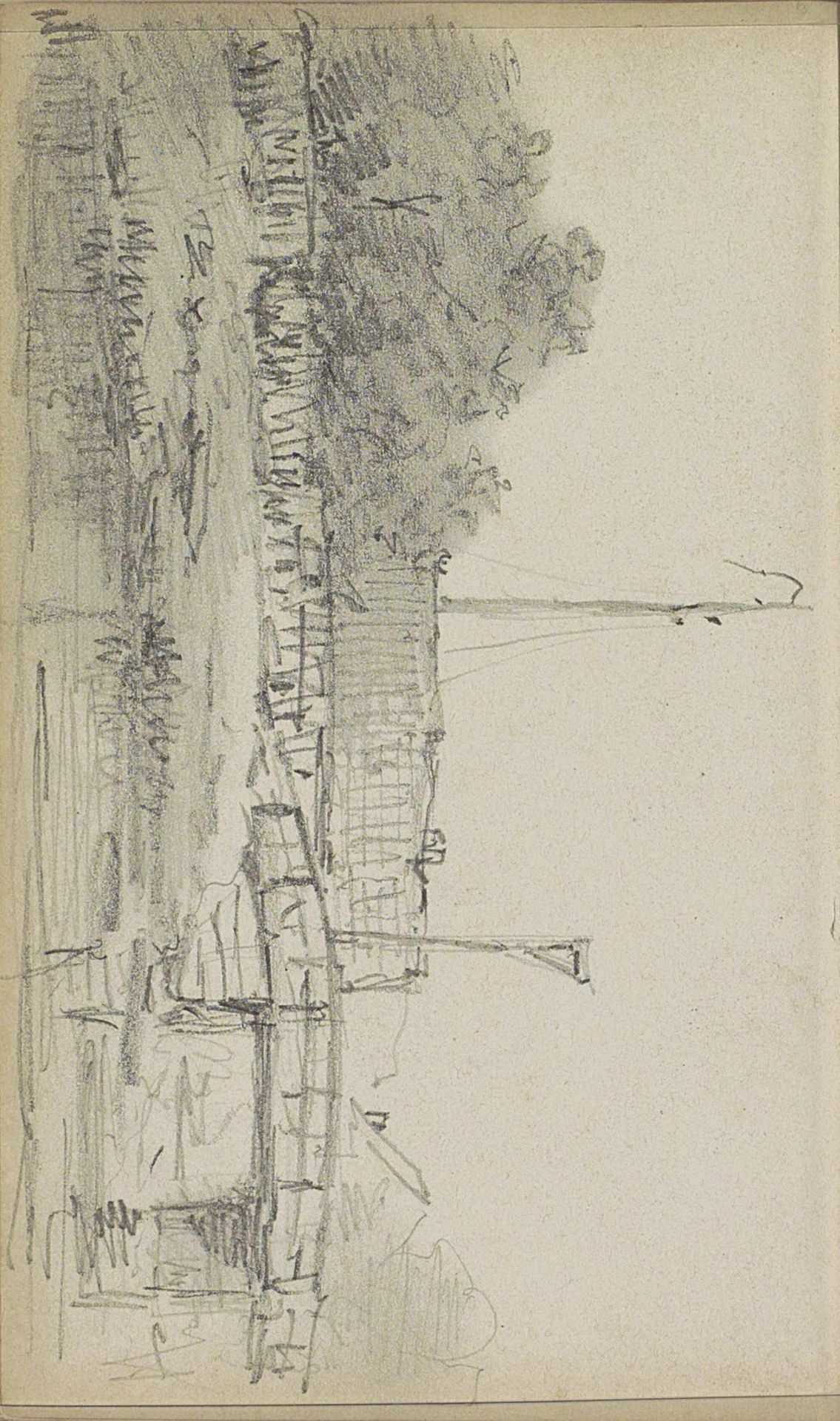 Rivierlandschap met een brug by Adrianus Eversen