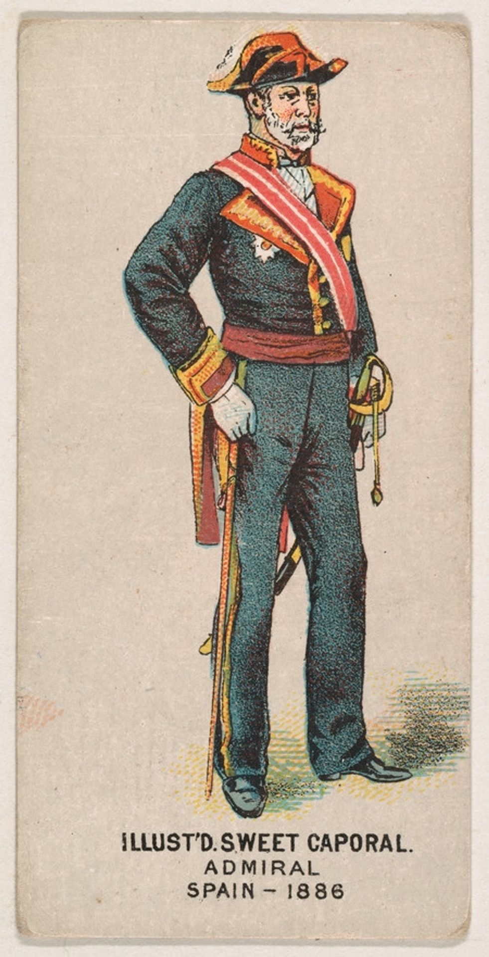 Admiral, Spain, 1886, from the Military Series (N224) issued by Kinney Tobacco Company to promote Sweet Caporal Cigarettes by Kinney Brothers Tobacco Company