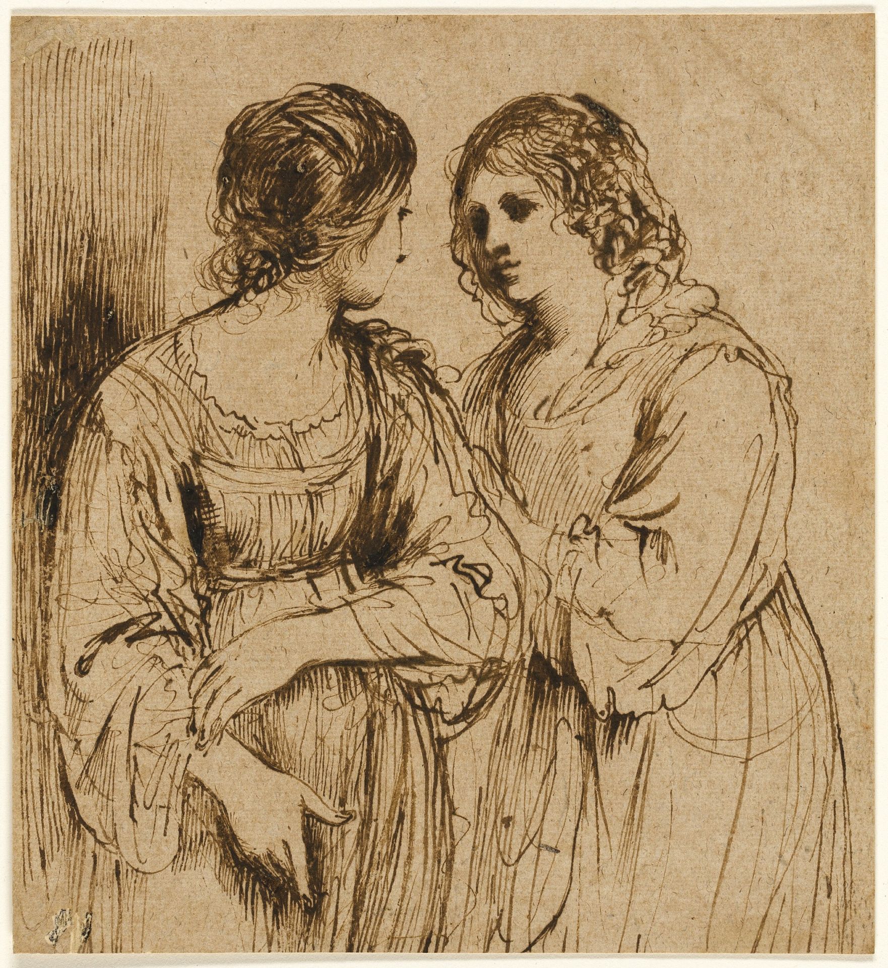 Two Young Women in Conversation by Anonymous