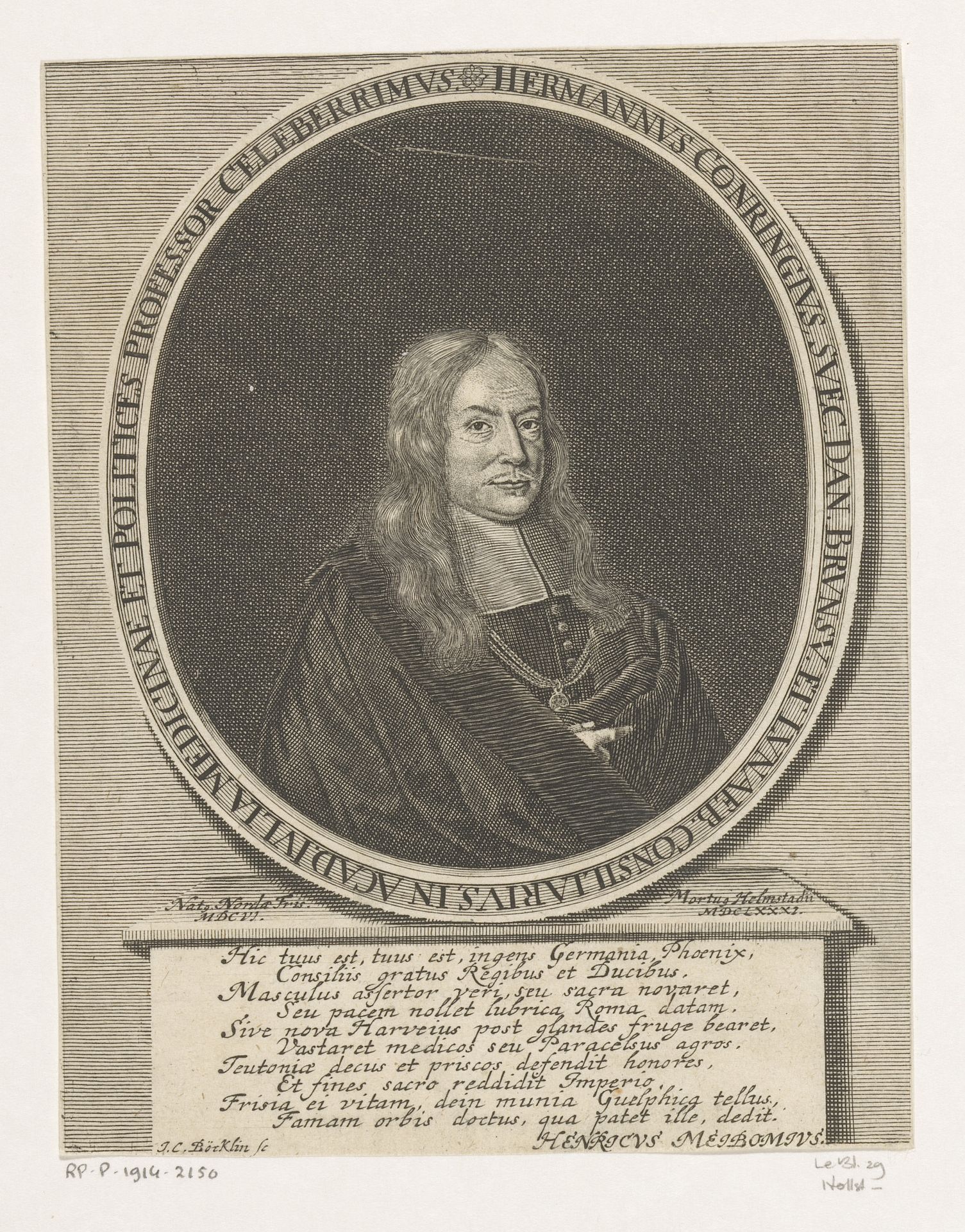 Portret van Hermann Conring by Johann Christoph Boecklin
