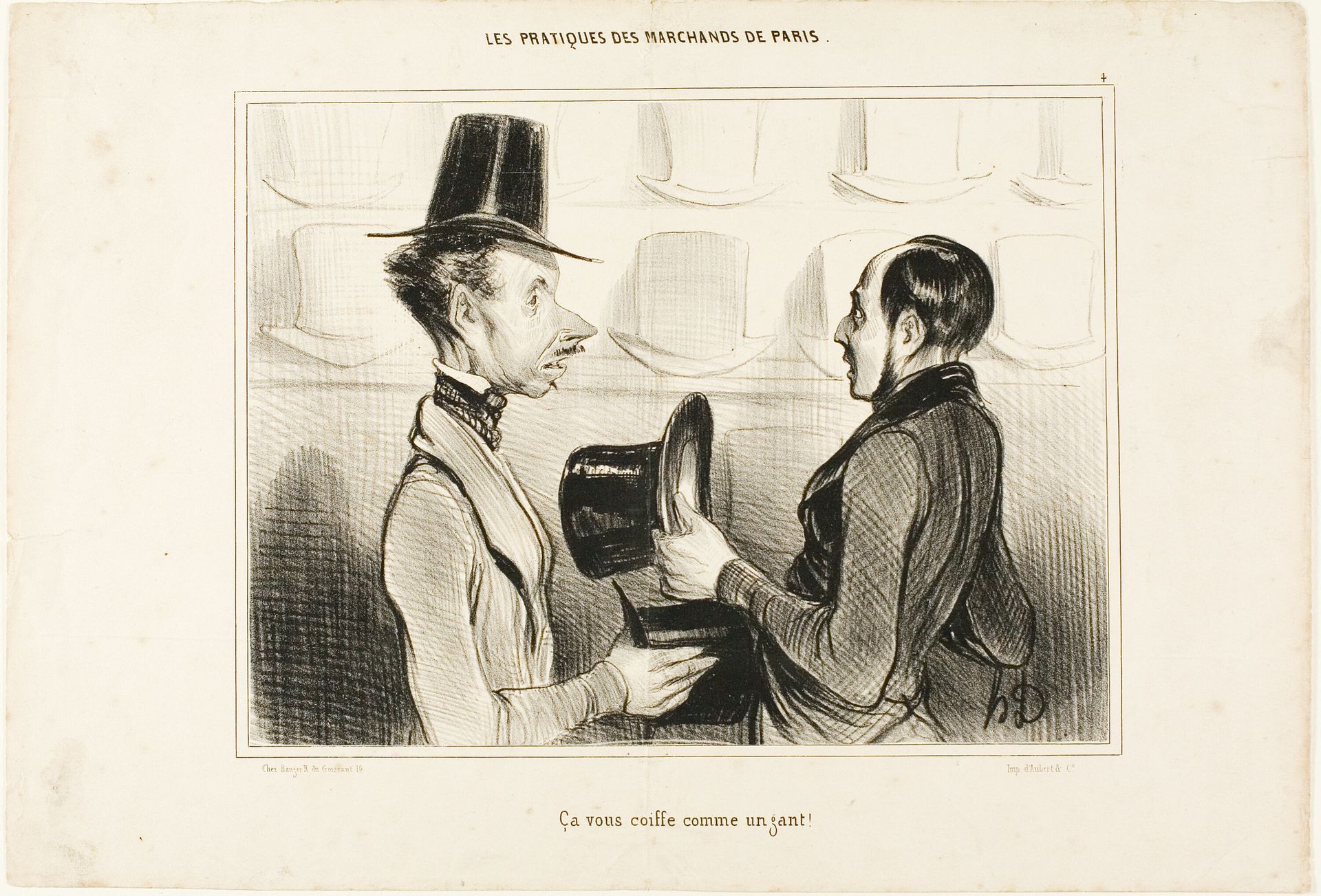 "It fits you like a glove!," plate 34 from Types Parisiens by Honoré Daumier