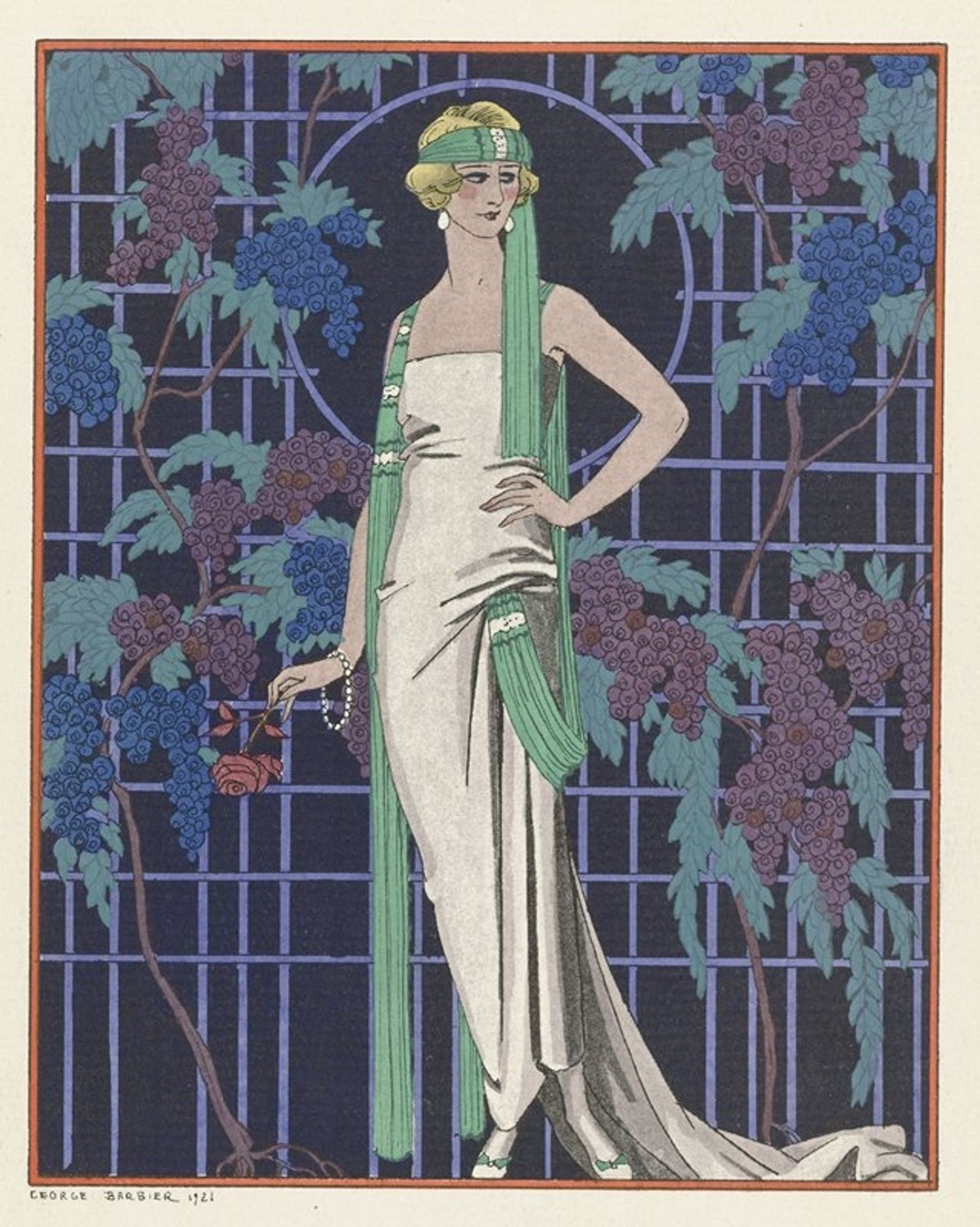 Des robes dans la nuit ; Robe du soir, de Worth by George Barbier