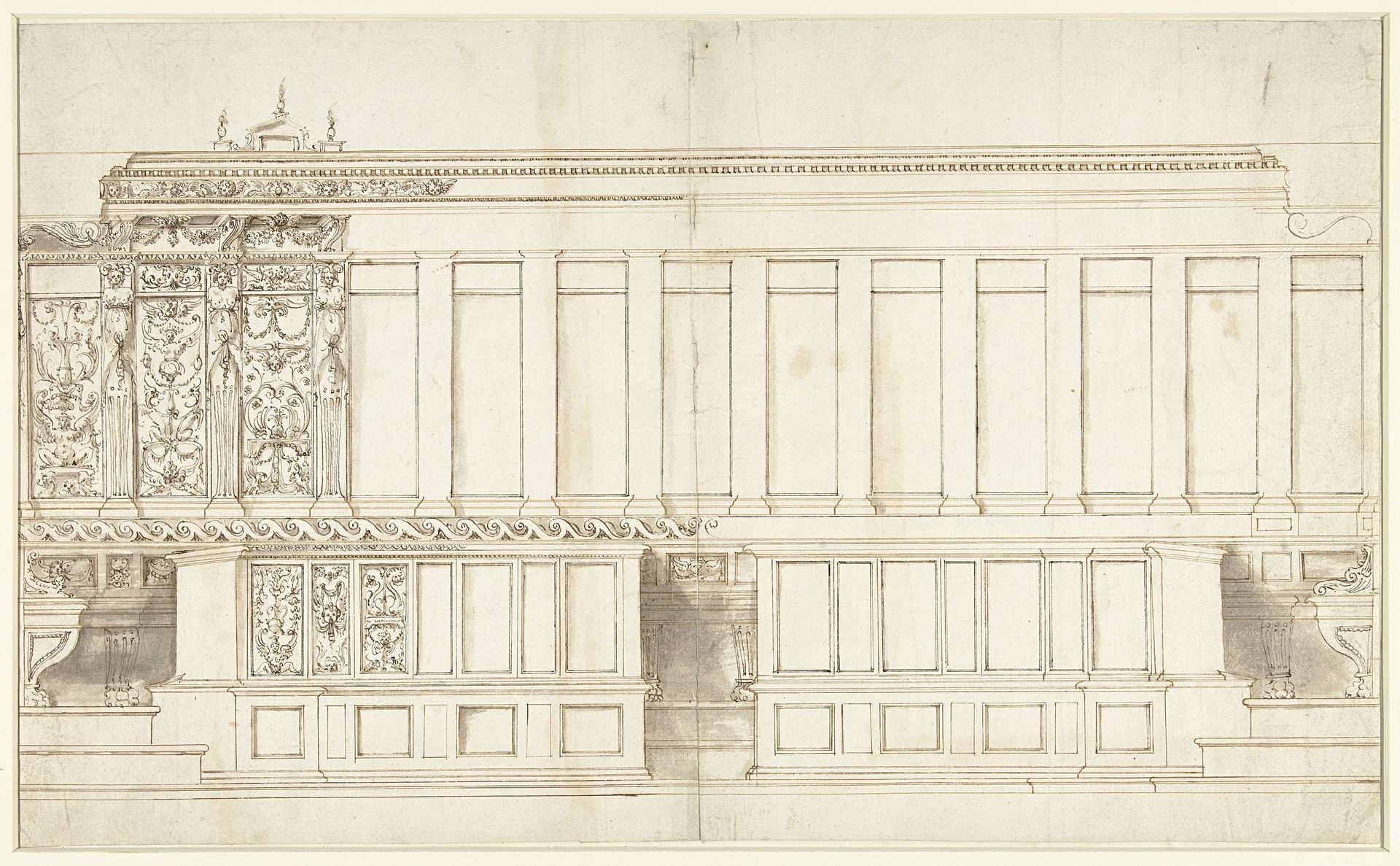 Ontwerp voor een koorgestoelte by Leone Leoni