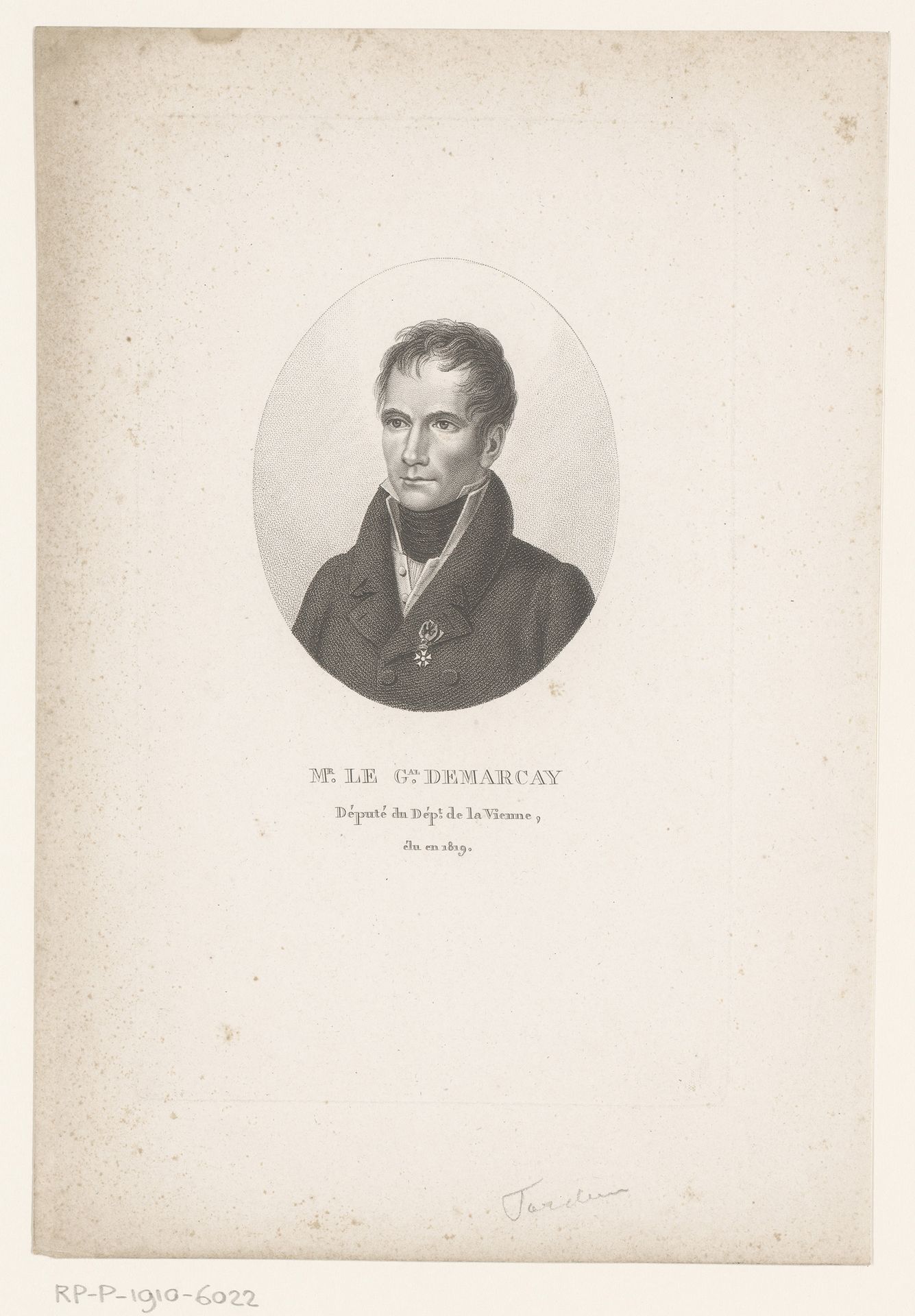Portret van Marc Jean Demarçay by Ambroise Tardieu