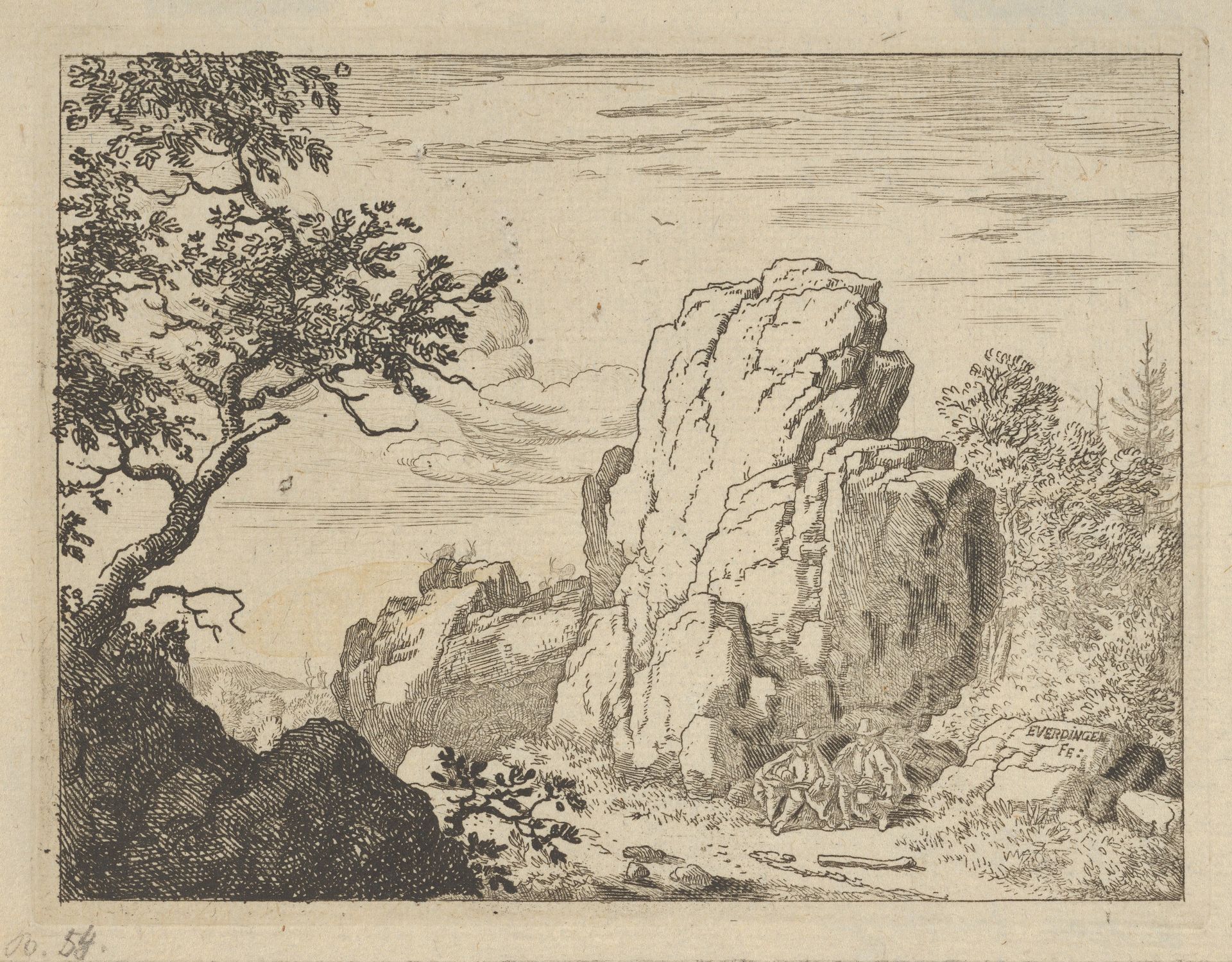 Two Men Seated at the Foot of a High Rock by Allart van Everdingen