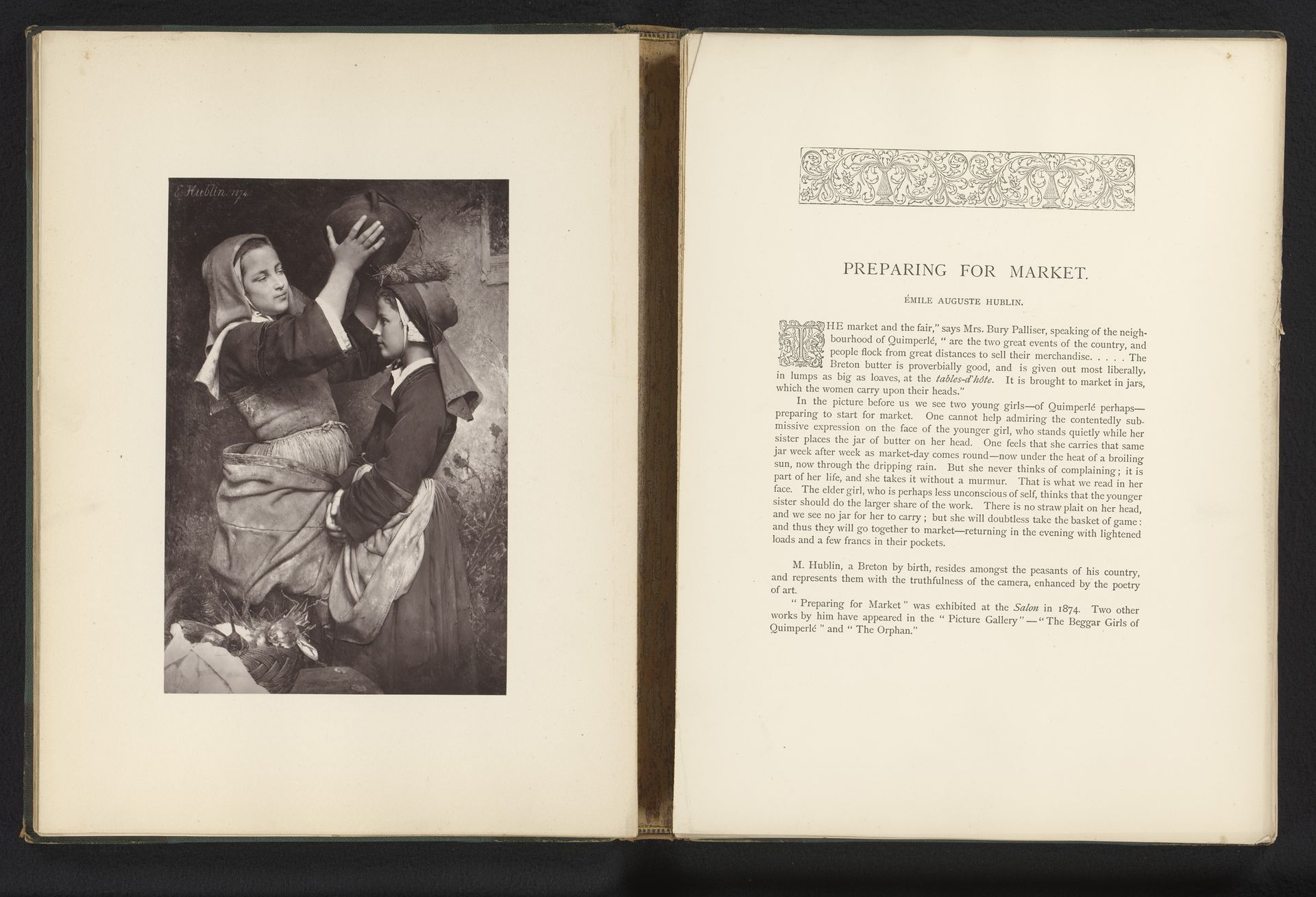 Reproductie van een schilderij twee vrouwen die naar de markt gaan door Emile Auguste Hublin by Anonymous