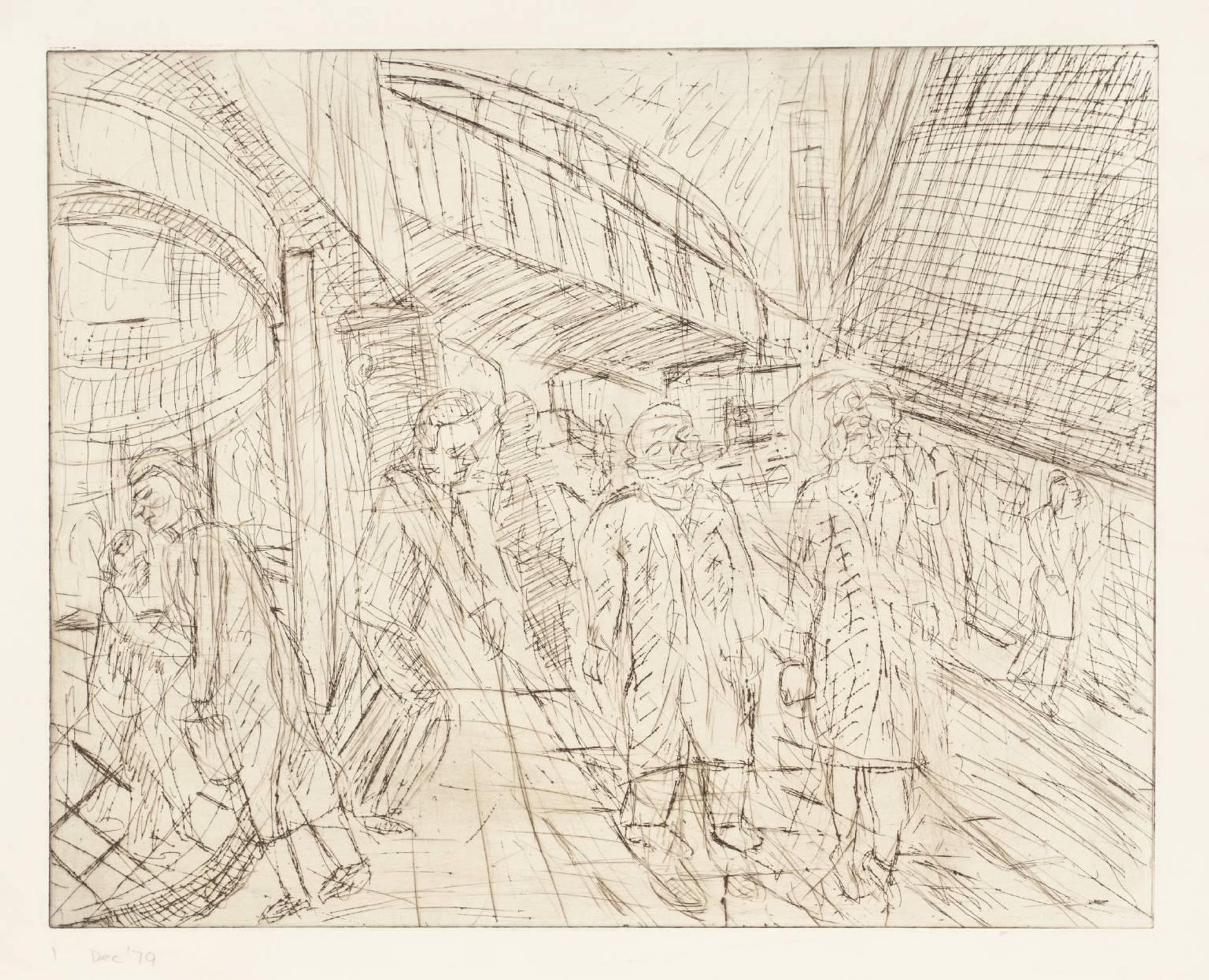 Outside Kilburn Underground [stage proof] by Leon Kossoff