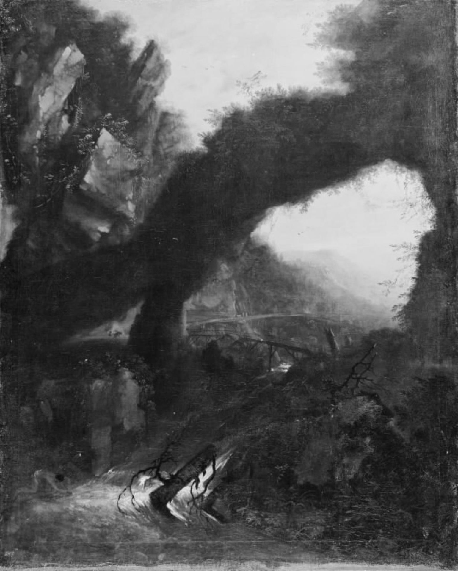 Landscape with a Waterfall in the Foreground by Anonymous