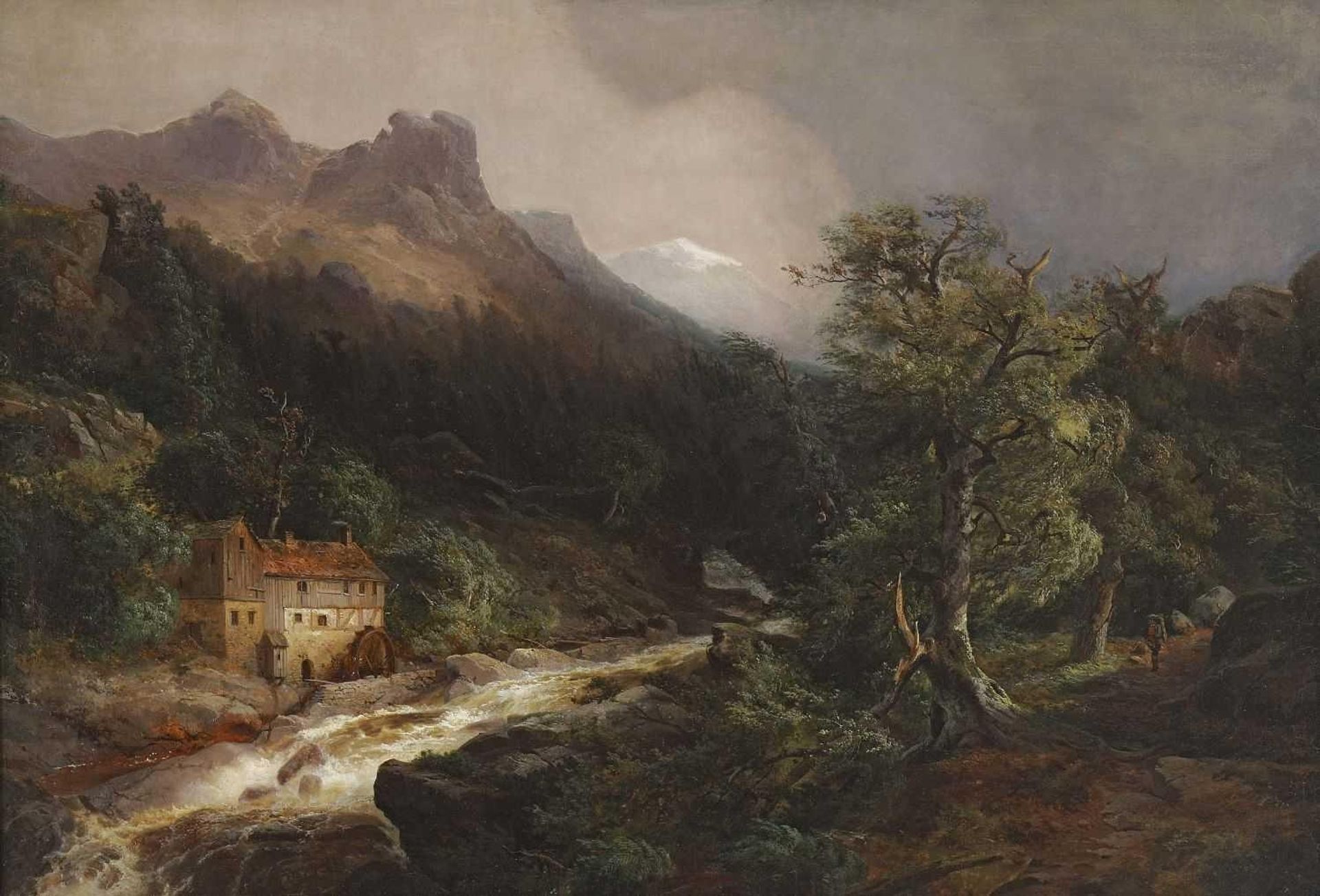 Mountain Landscape with Mill by Andreas Achenbach