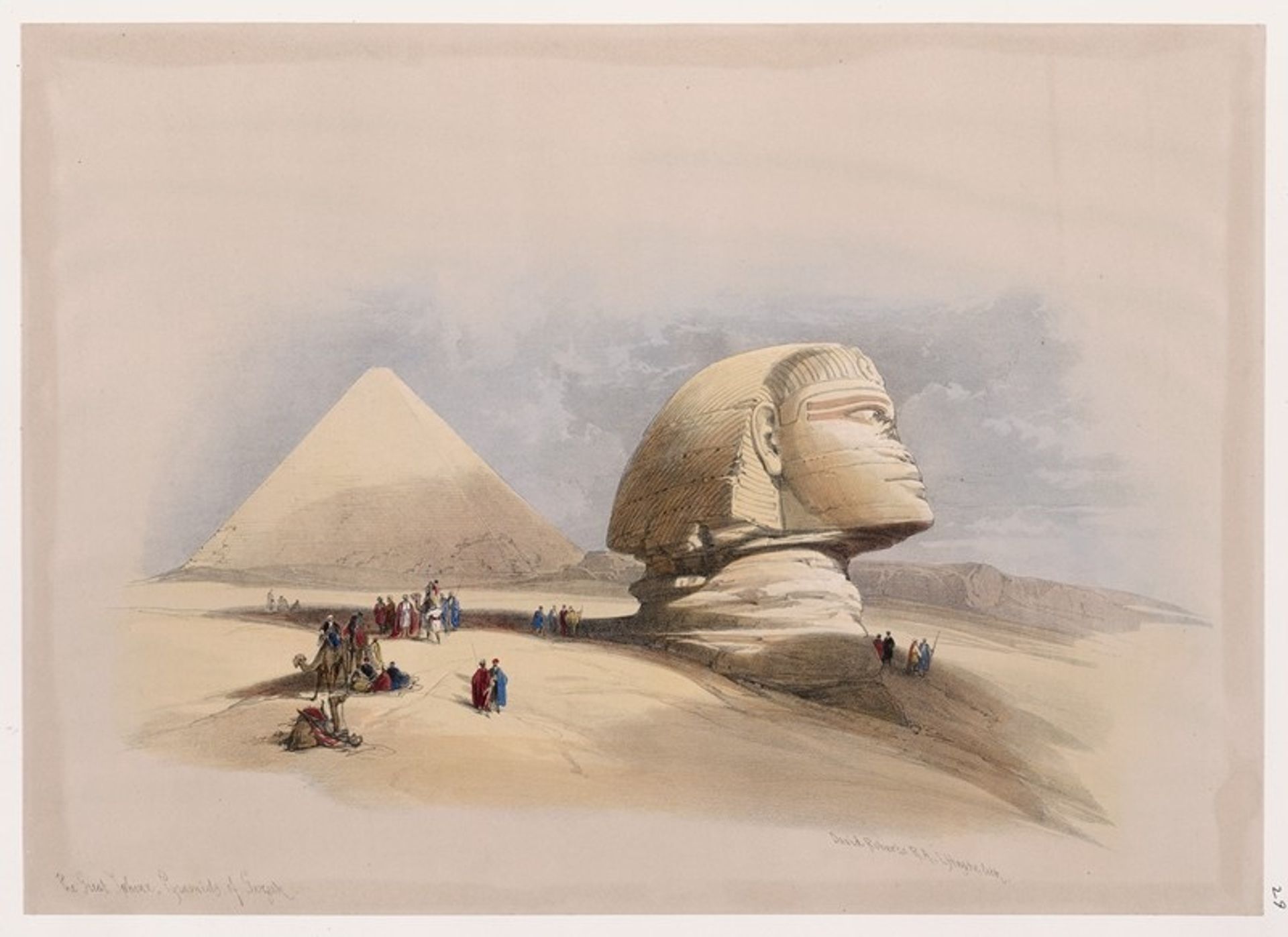 The Great Sphinx, Pyramids of Gezeeh. by David Roberts
