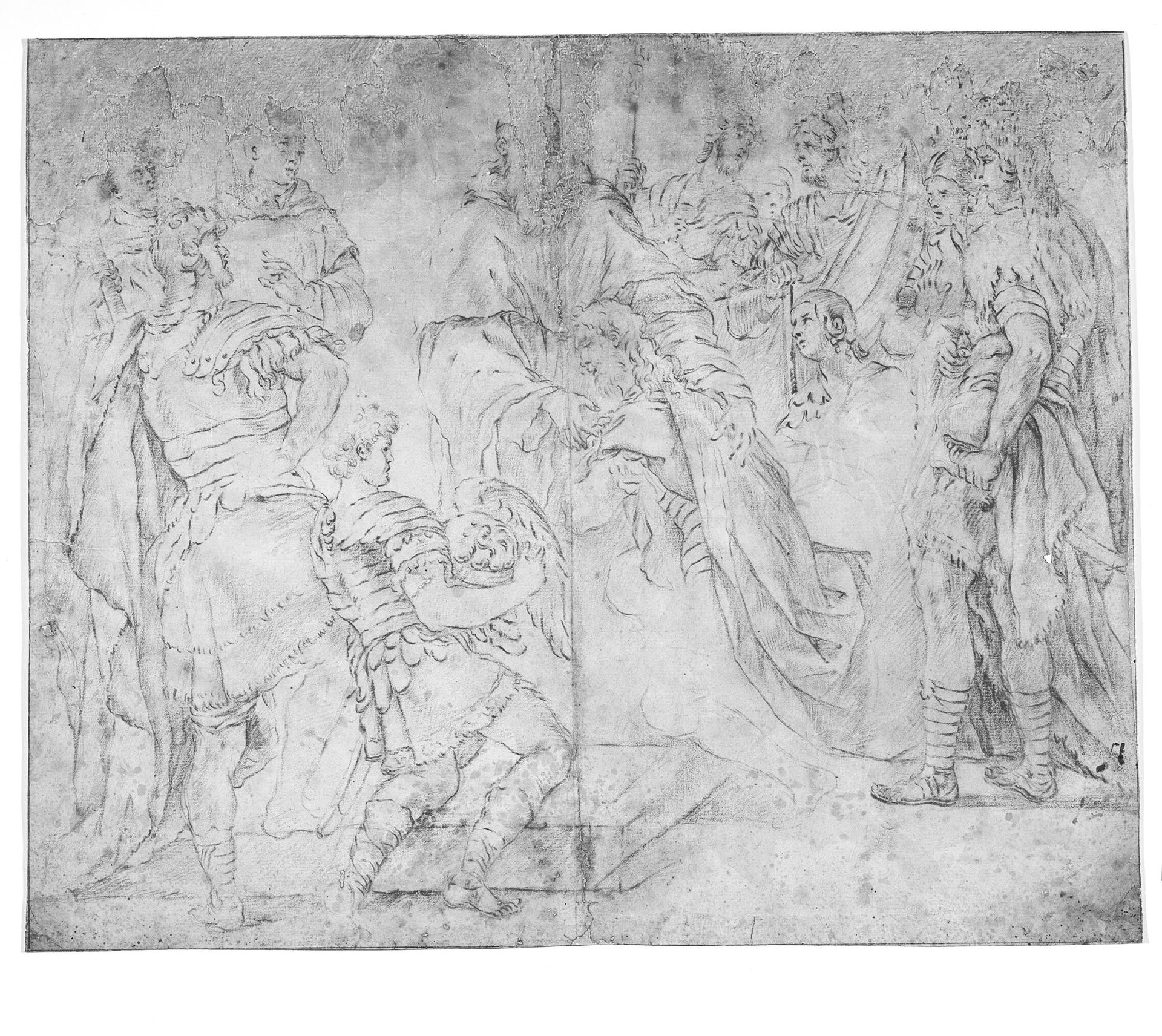 Totila kneeling before St Benedict by Anonymous