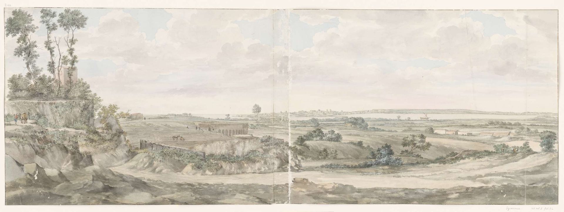 Uitzicht met in het midden de trappen van het theater in Syracuse by Louis Ducros