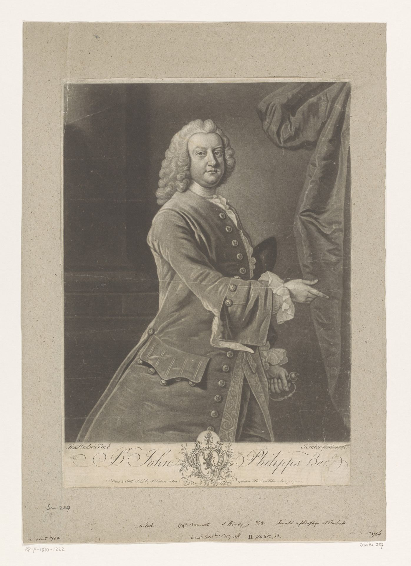 Portret van John Philipps by John (II) Faber