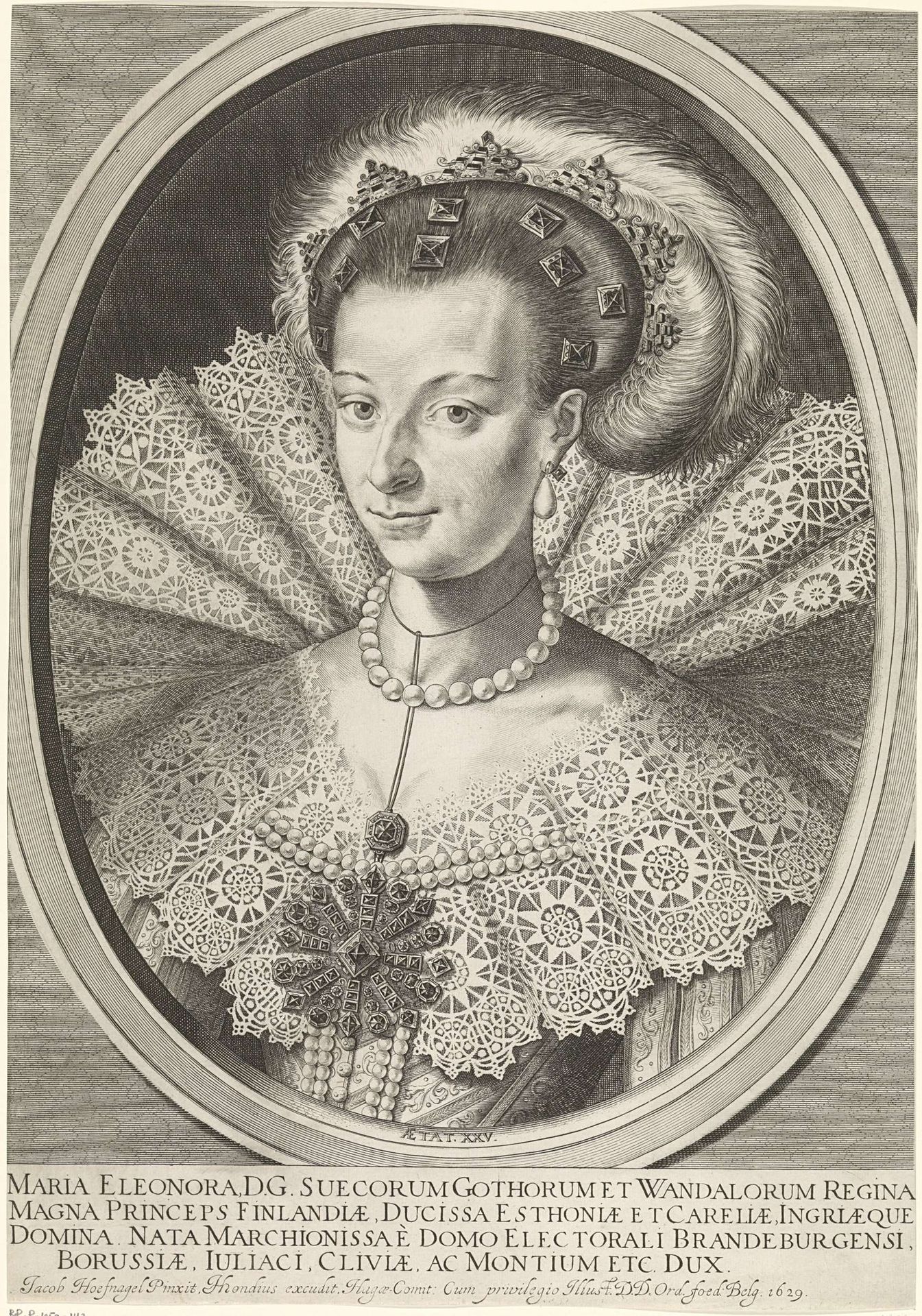 Portret van Maria Eleonora, Koningin van Zweden by Hendrick Hondius I