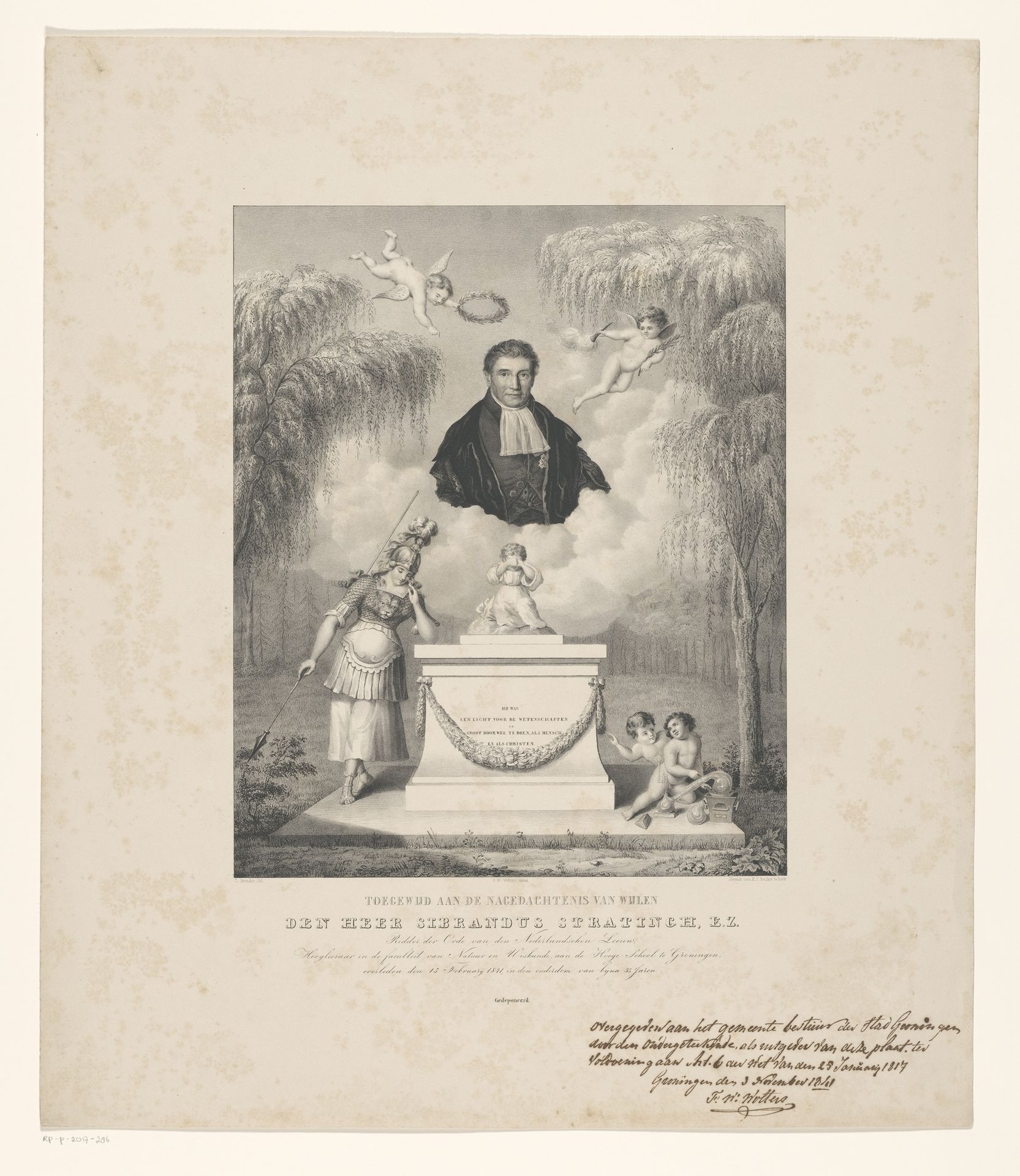 Portret van Sibrandus Stratingh by Levi Michiel Bendix