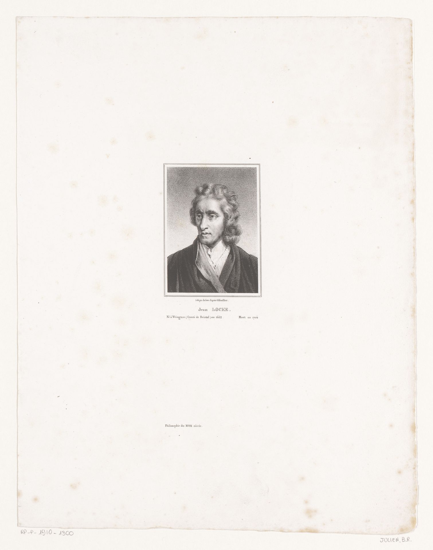 Portret van John Locke by Bernard Romain Julien