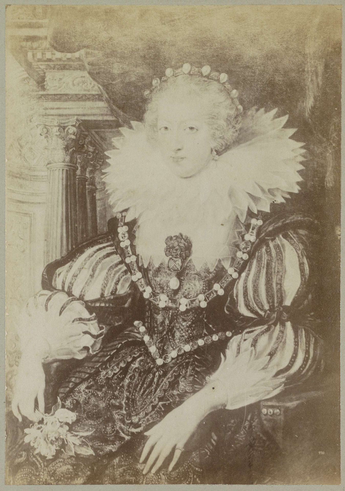 Fotoreproductie van het schilderij 'Anna van Oostenrijk (1601-1666). Echtgenote van Lodewijk XIII, koning van Frankrijk' door Peter Paul Rubens by Johan Marinus Schalekamp