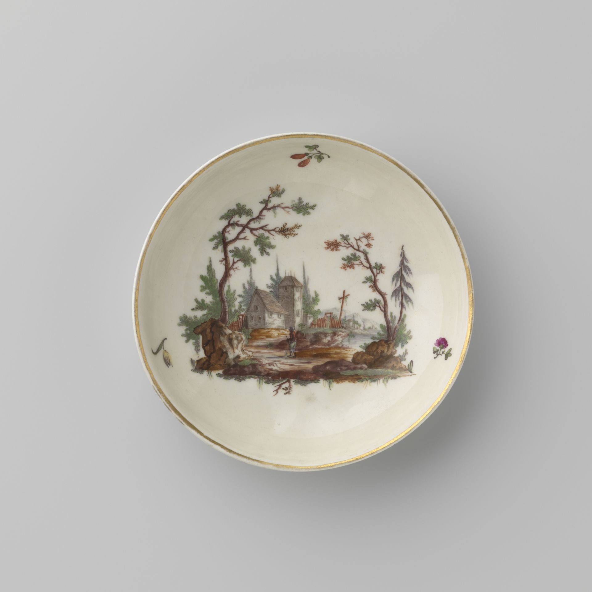 Saucer with a landscape by Porseleinfabriek Ludwigsburg