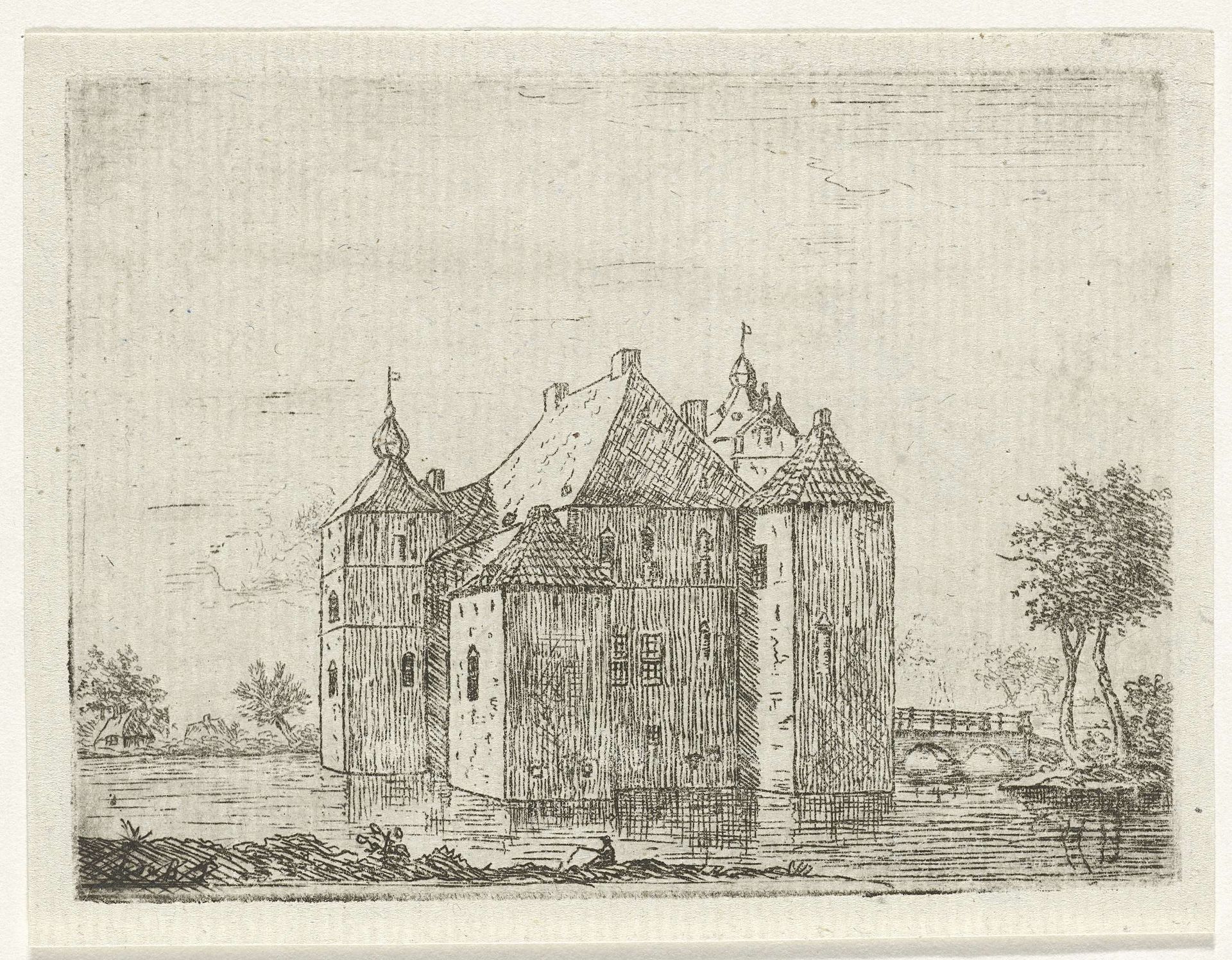 Zijaanzicht van kasteel de Cannenburch by Reinierus Albertus Ludovicus baron van Isendoorn à Blois