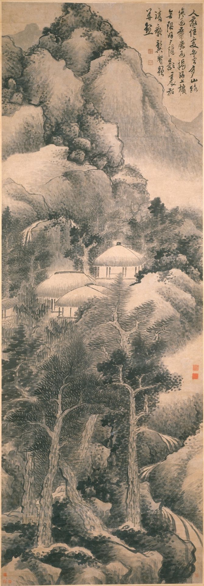 Dwelling among mountains and clouds by Gong Xian
