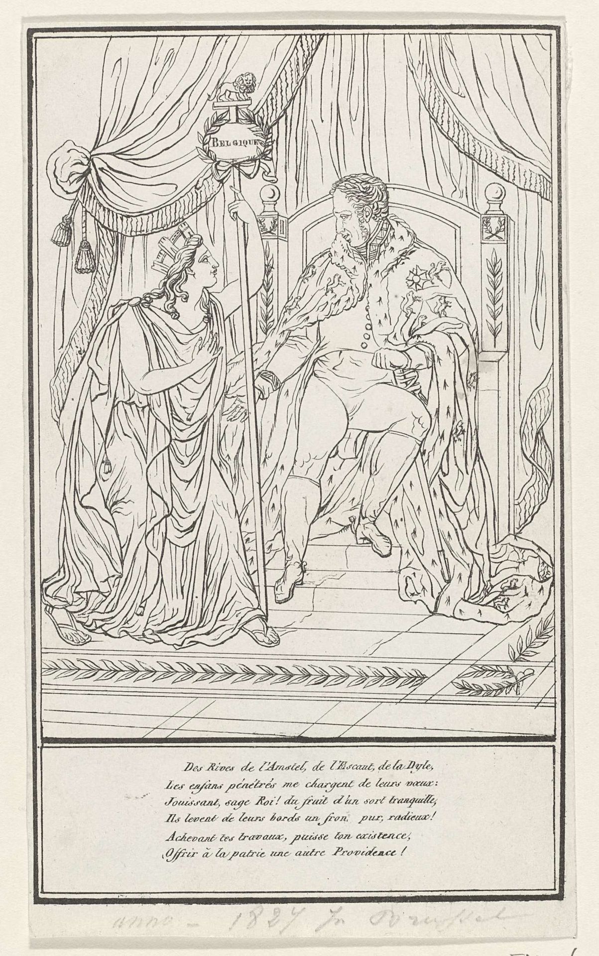 Belgische Maagd vóór koning Willem I, 1827 by Anonymous