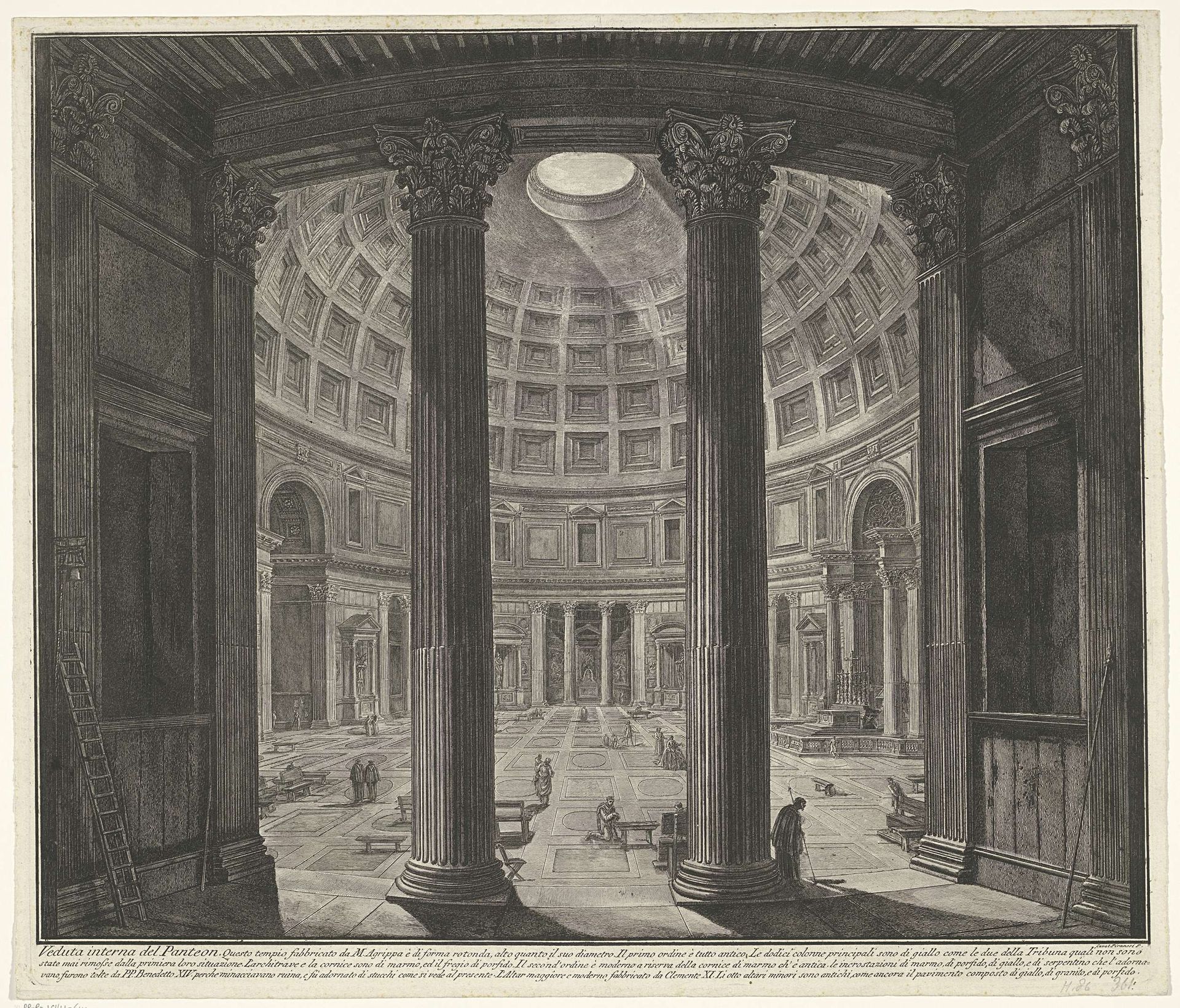 Interieur van het Pantheon te Rome by Giovanni Battista Piranesi